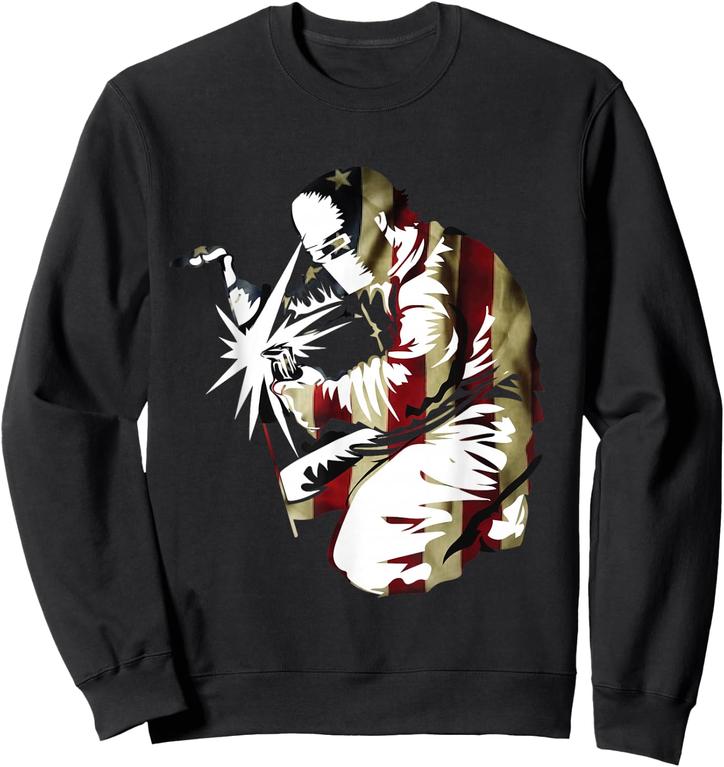 Patriotic American Welder with US Men Welding Sweatshirt - Sweatshirt | Black