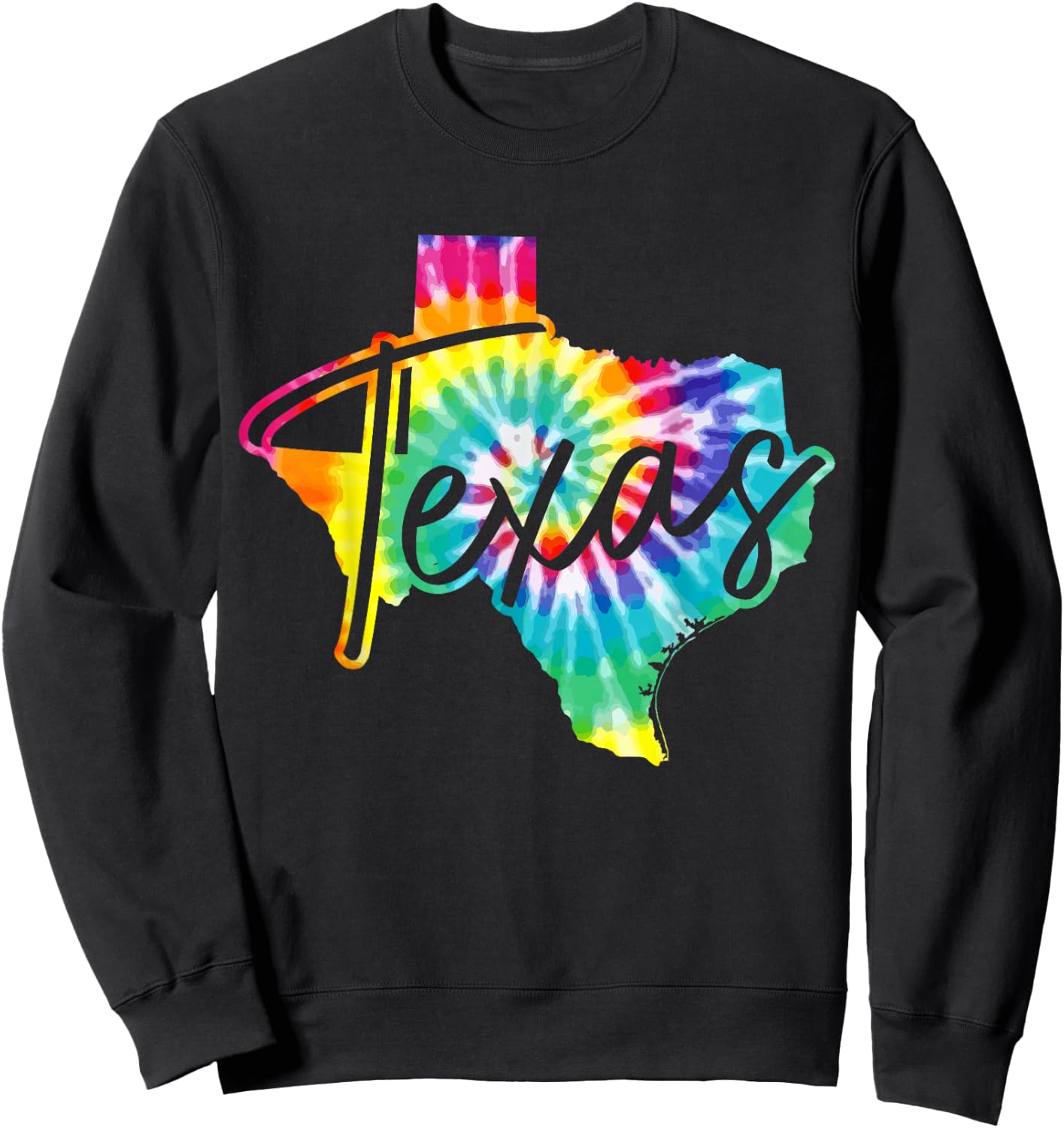 Texas Tie Dye State Map Pride Hippie Vintage Retro Sweatshirt - Sweatshirt | Black