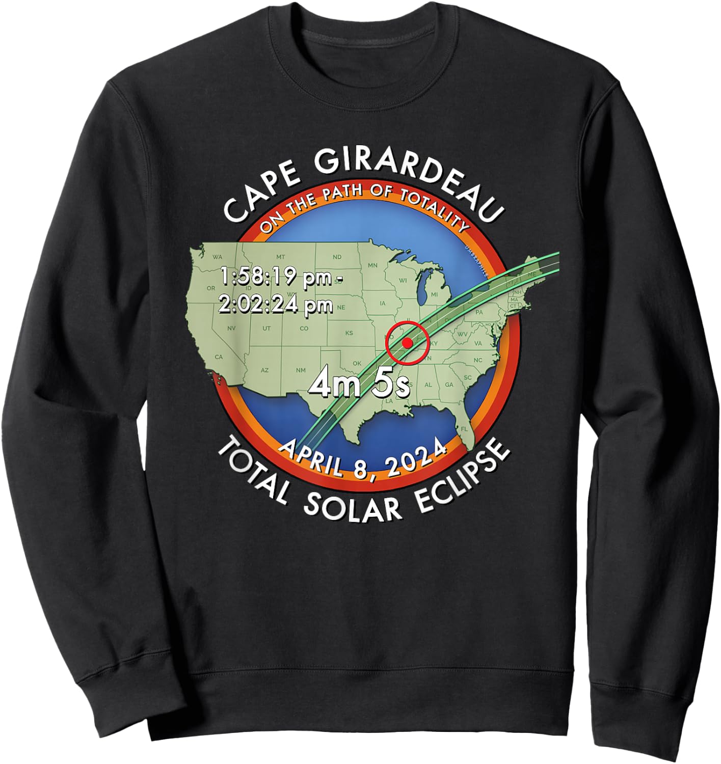 2024 Total Solar Eclipse in Cape Girardeau Missouri :: 27 : Sweatshirt - Sweatshirt | Black