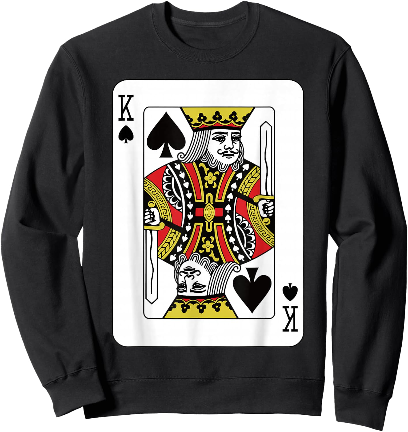 Spades King Playing Card Poker Sweatshirt - Sweatshirt | Black