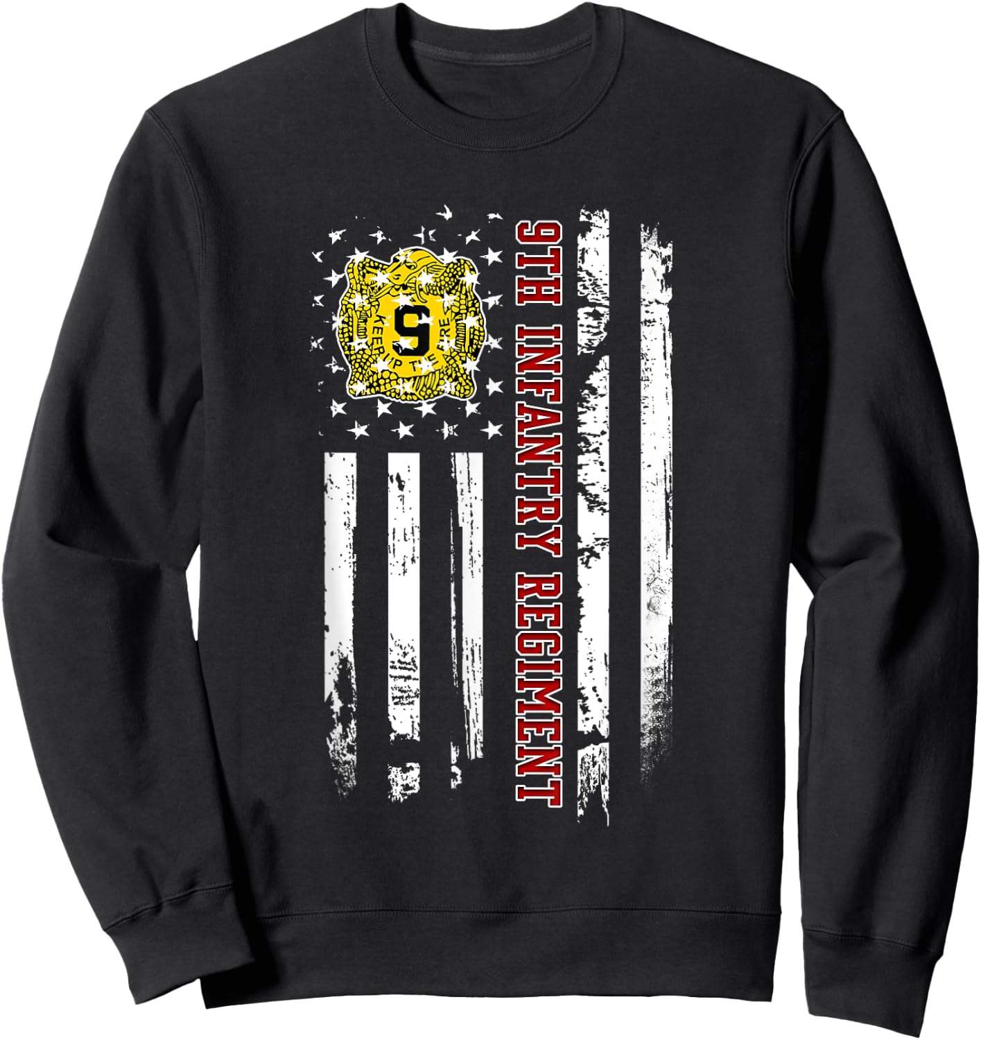 9th Infantry Regiment Veteran USA Flag Veterans Day Xmas Sweatshirt - Sweatshirt | Black