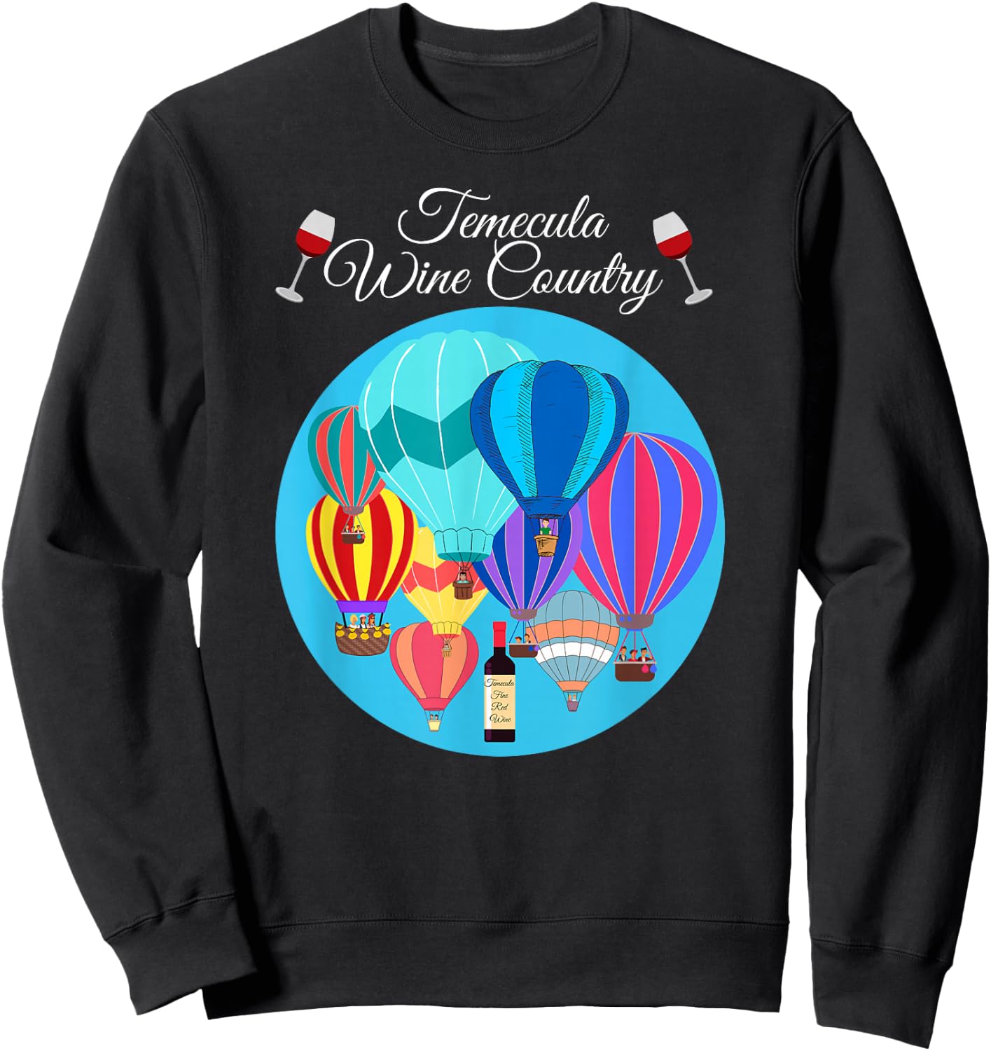 Temecula Wine Country balloon Women colorful Sweatshirt - Sweatshirt | Black