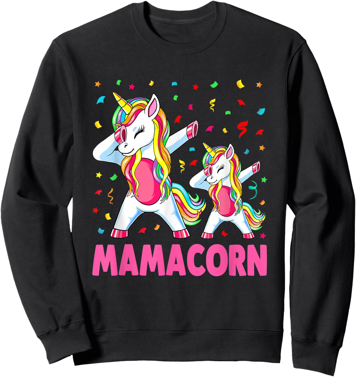 Mamacorn Unicorn Mom Baby Funny Mother's Day Sweatshirt - Sweatshirt | Black
