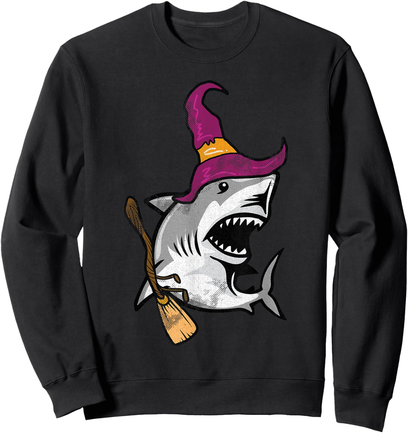 Shark Witch Lazy Halloween Costume Cute Sea Ocean Animal Sweatshirt - Sweatshirt | Black