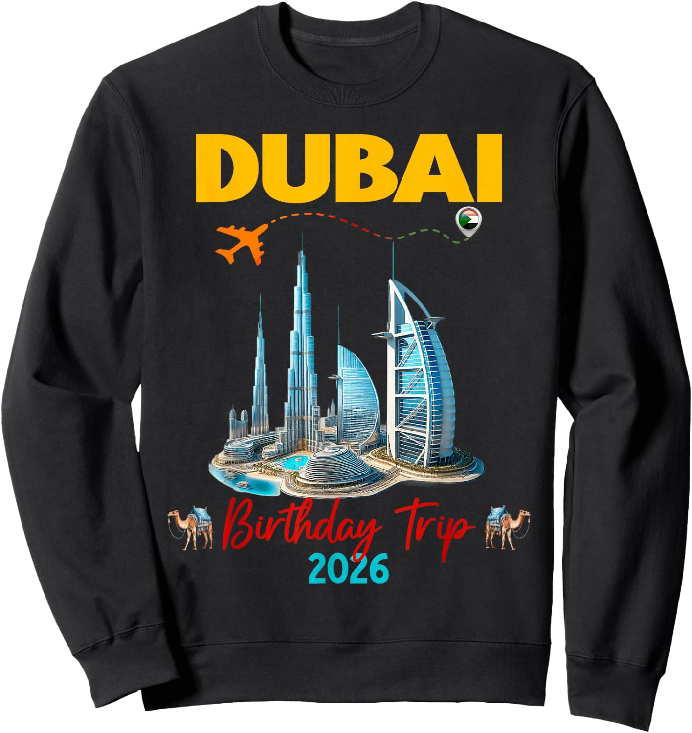 Dubai Family Friends Vacation 2026 Birthday Group Sweatshirt - Sweatshirt | Black