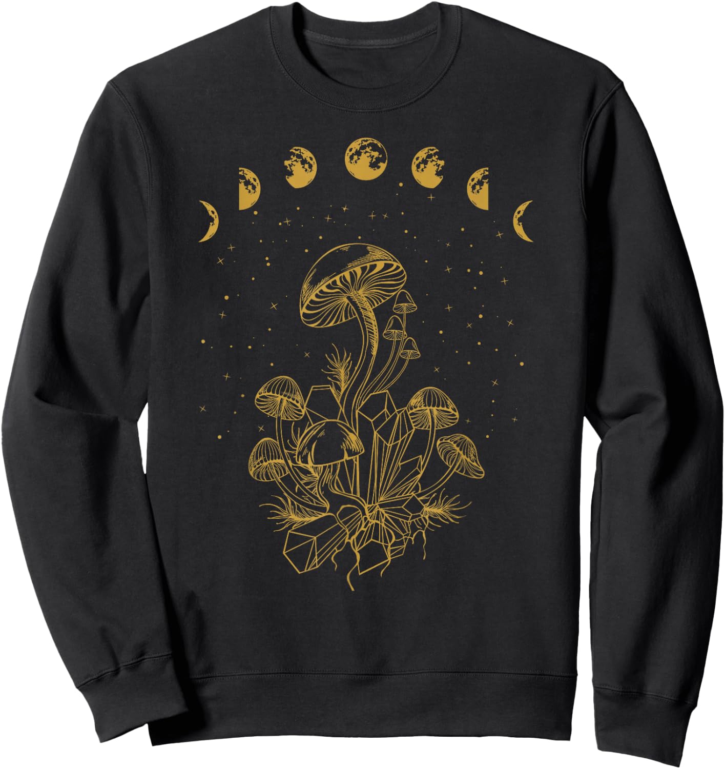 Mushrooms Fungi Moon Phases Sweatshirt - Sweatshirt | Black