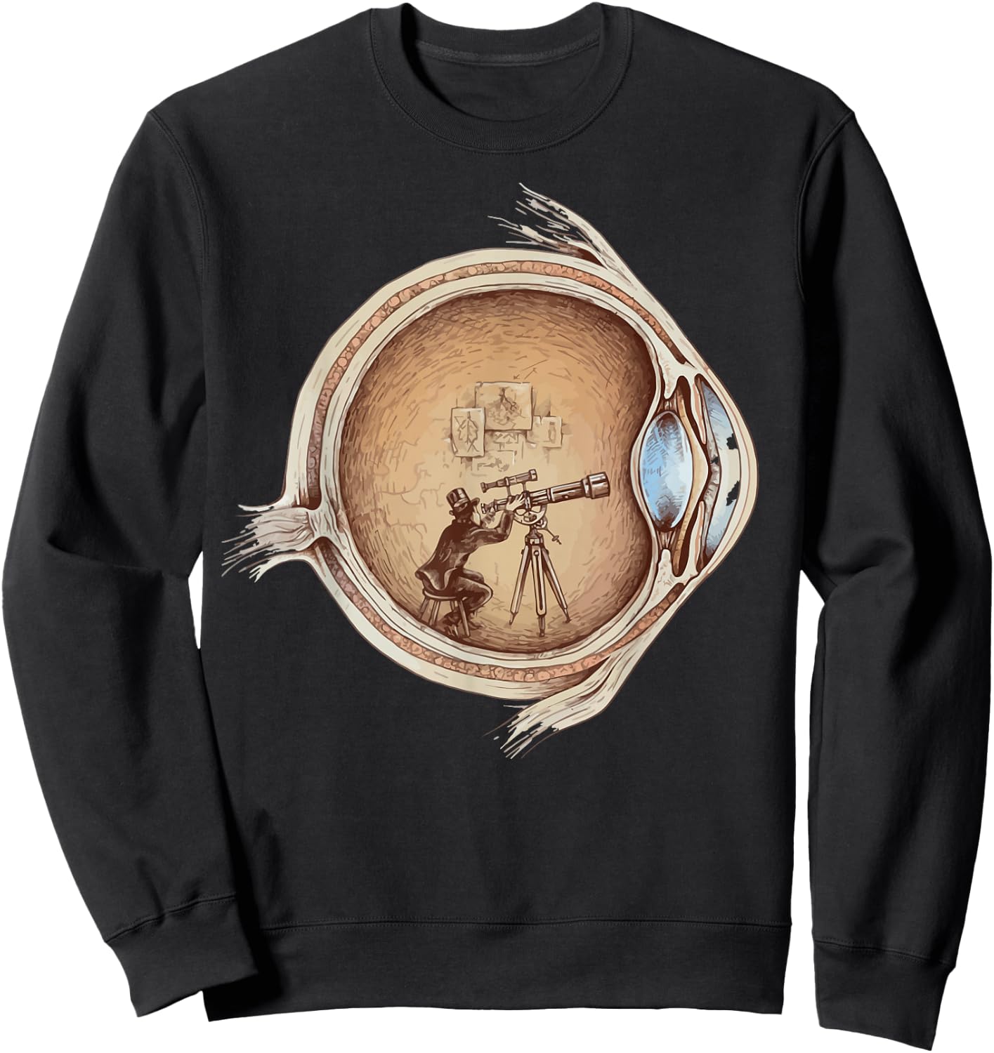 The Human Eye Eyeball Vintage Art Anatomy Sweatshirt - Sweatshirt | Black