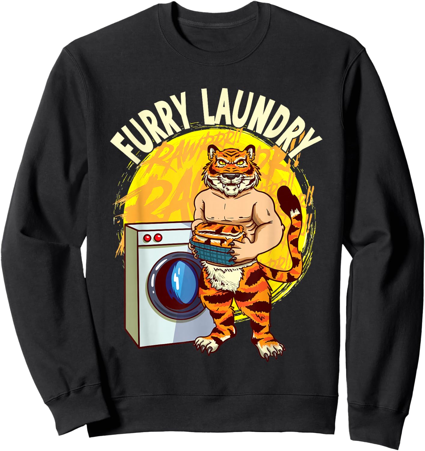Furry Laundry Funny Design for Furries with Tiger Fursuit Sweatshirt - Sweatshirt | Black