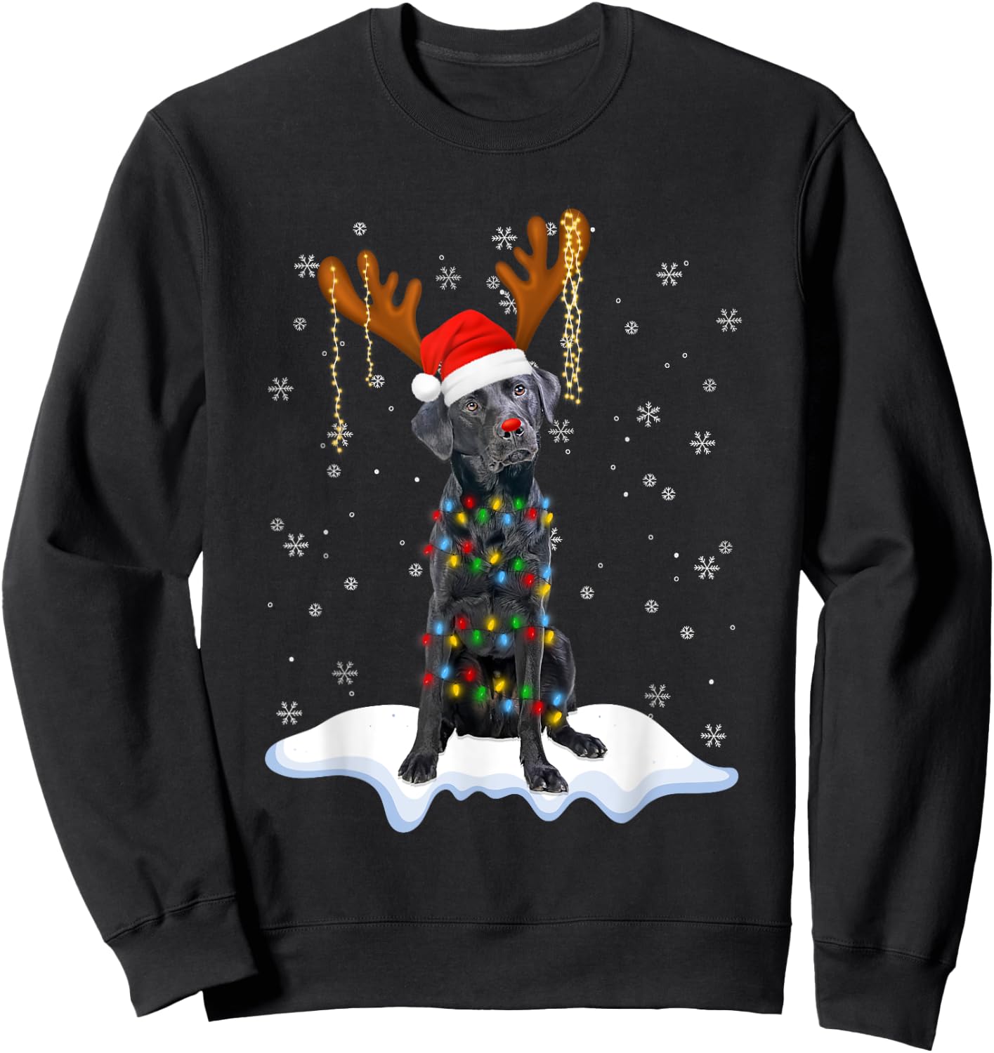 Black Lab Labrador Christmas Tree Light Pajama Dog Xmas Men Women Kids Sweatshirt - Sweatshirt | Black