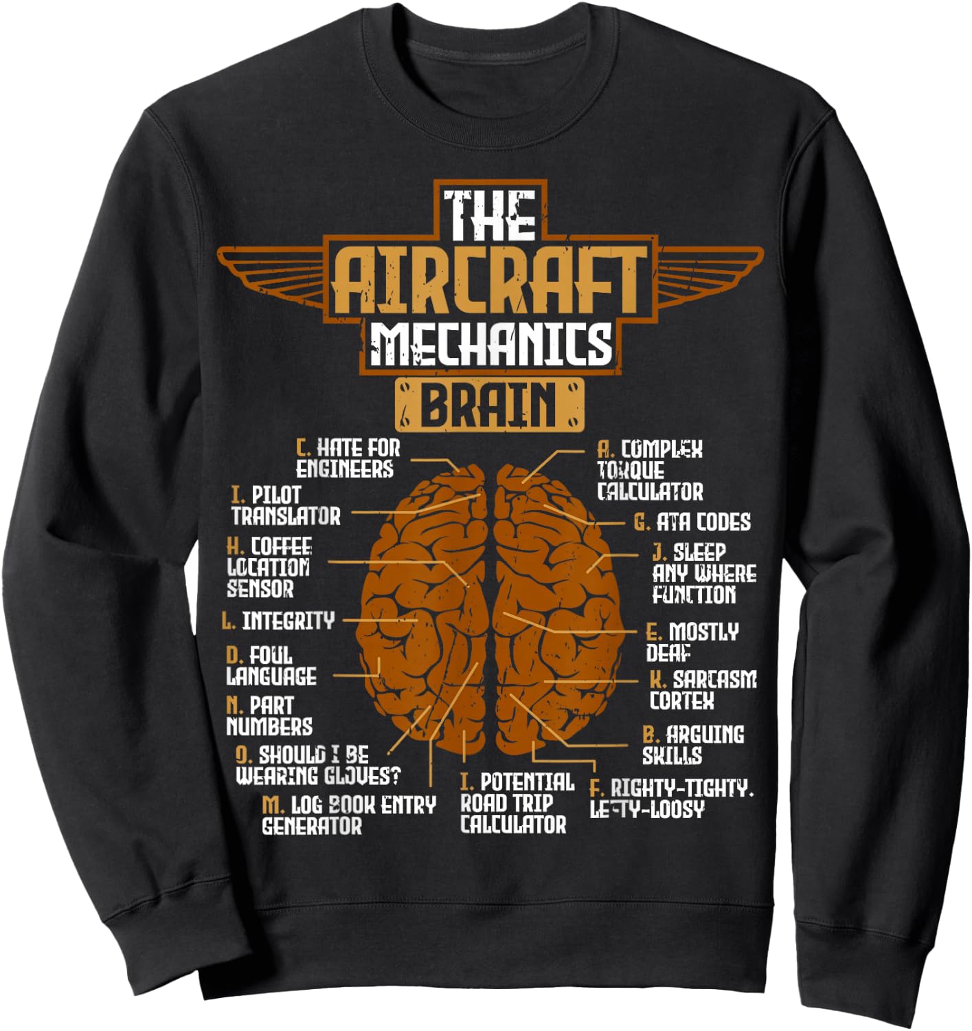 Aircraft Mechanics Brain Aviation Sweatshirt - Sweatshirt | Black