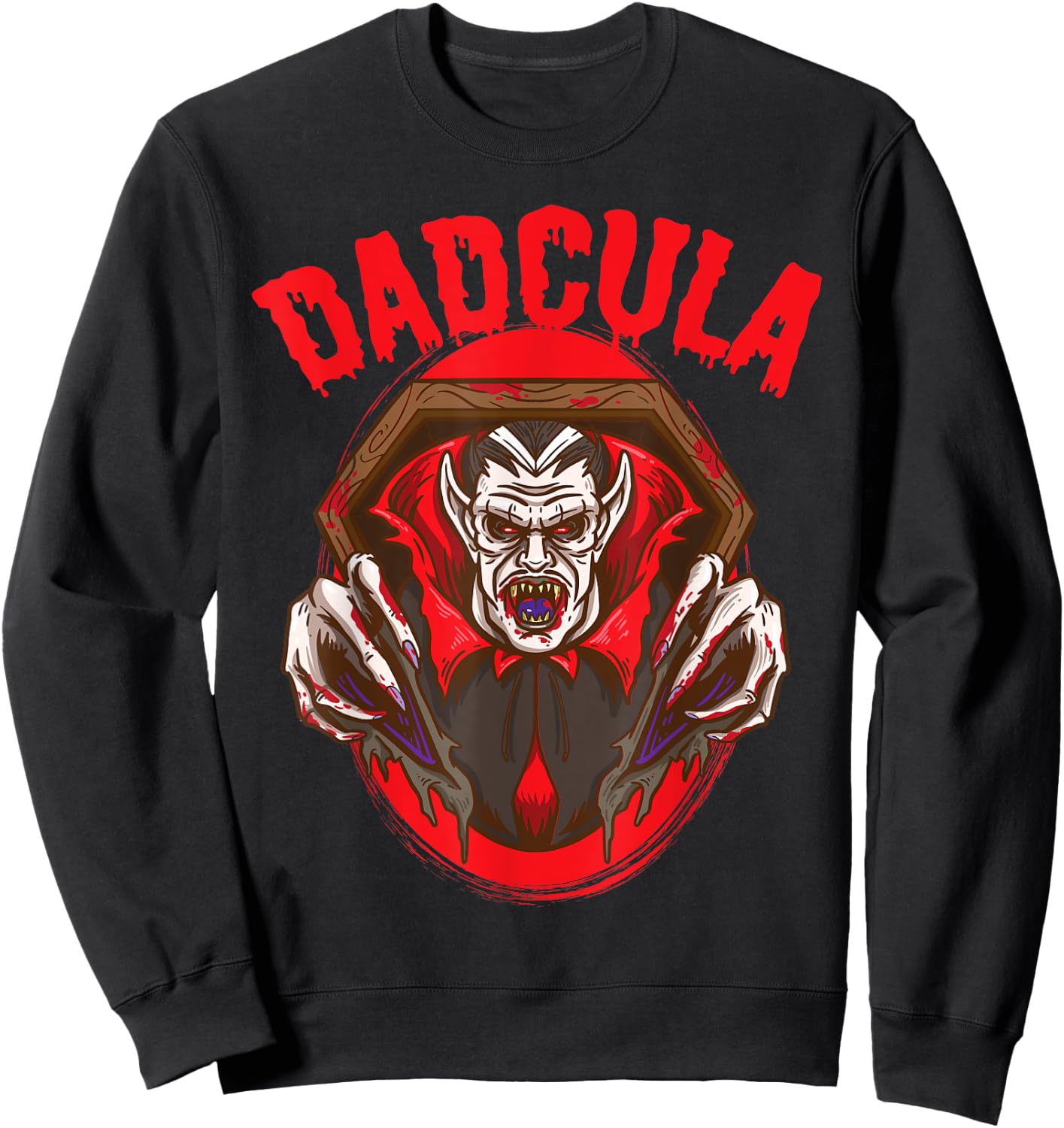 Dadcula Halloween Costume Dad Daddy Dracula Monster Sweatshirt - Sweatshirt | Black