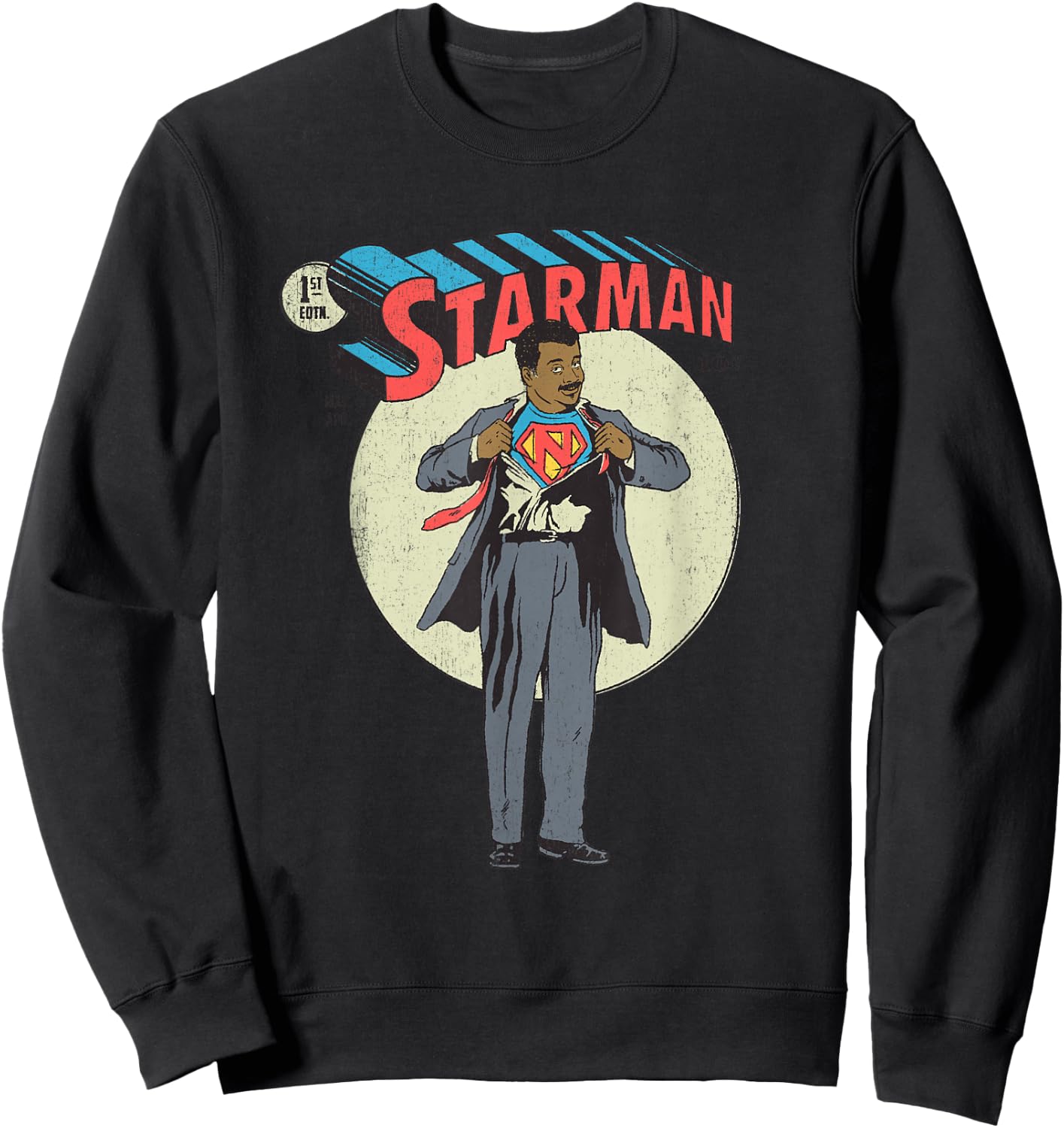 Starman Neil de Grasse Tyson Super Hero Comics Cover Sweatshirt - Sweatshirt | Black