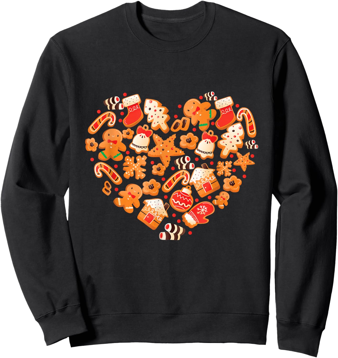 Bake Baking Gingerbread Man Christmas Cookie Heart Sweatshirt - Sweatshirt | Black