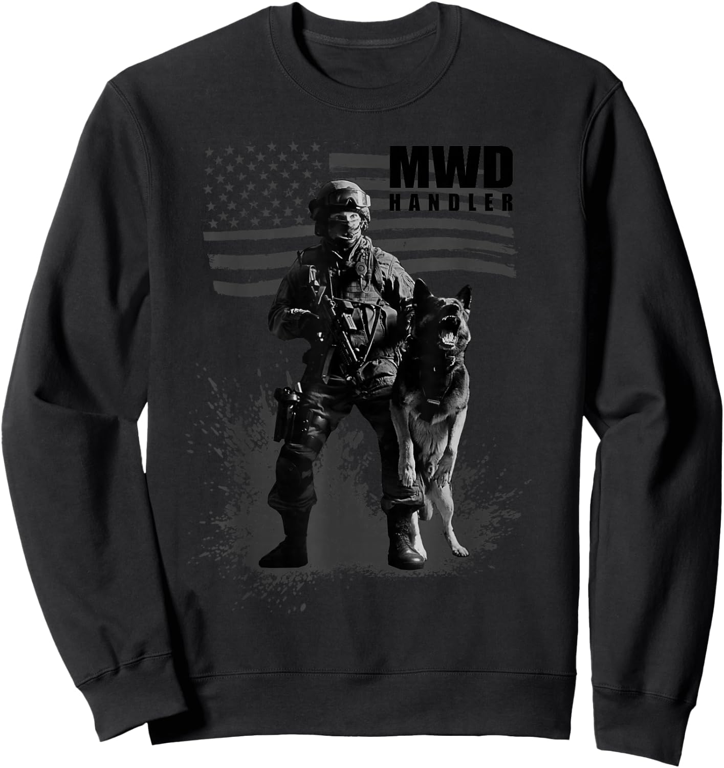 Military working dog handler Men Women Girls Kids Sweatshirt - Sweatshirt | Black