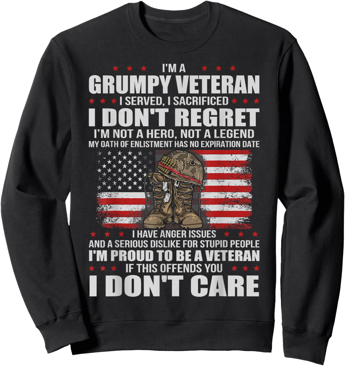 I'm A Grumpy Veteran Grandpa Patriotic Retired US Military Sweatshirt - Sweatshirt | Black