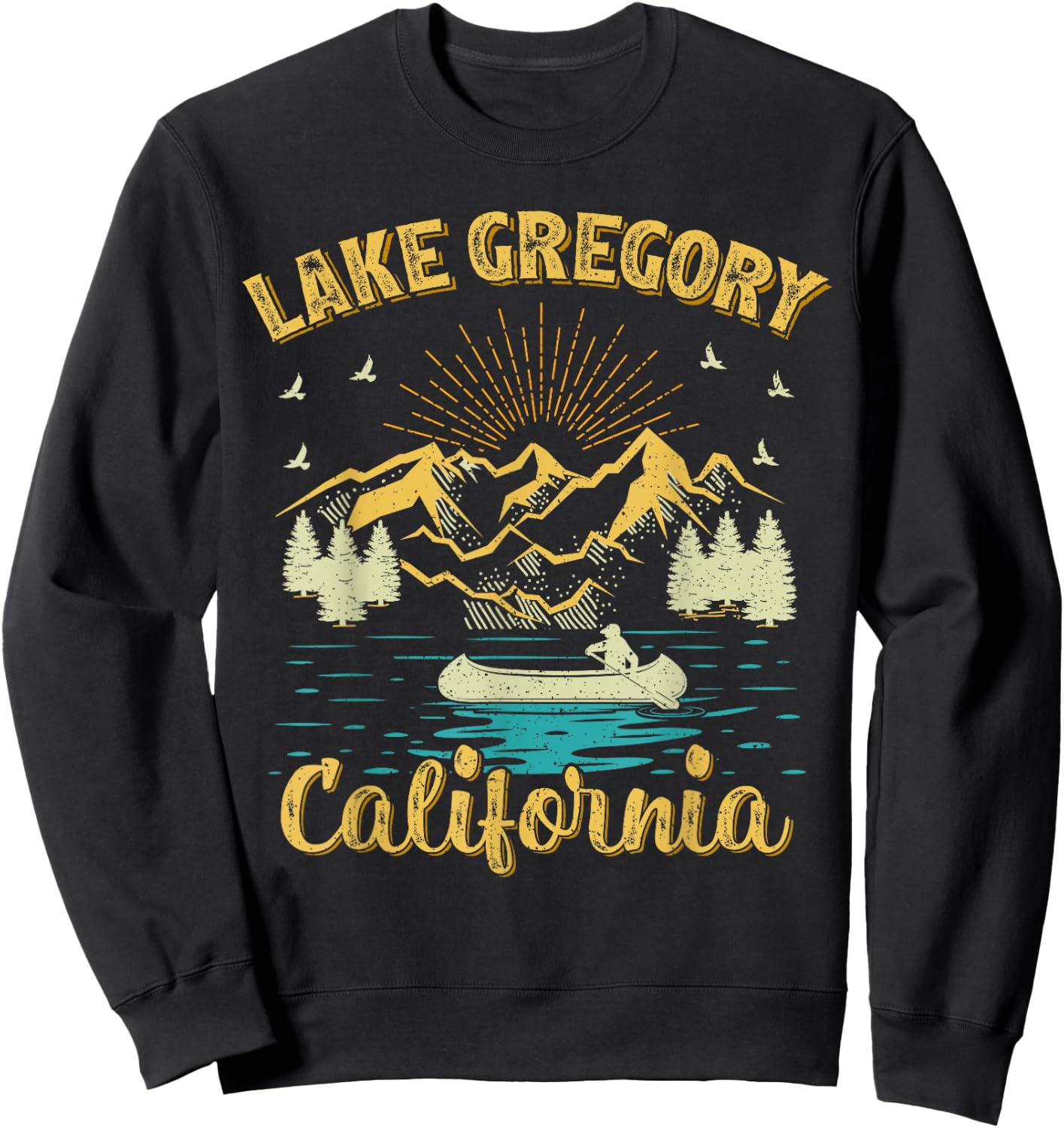 Summer Vacation Retro Mountain California Gregory Lake Men Women Kids Sweatshirt - Sweatshirt | Black