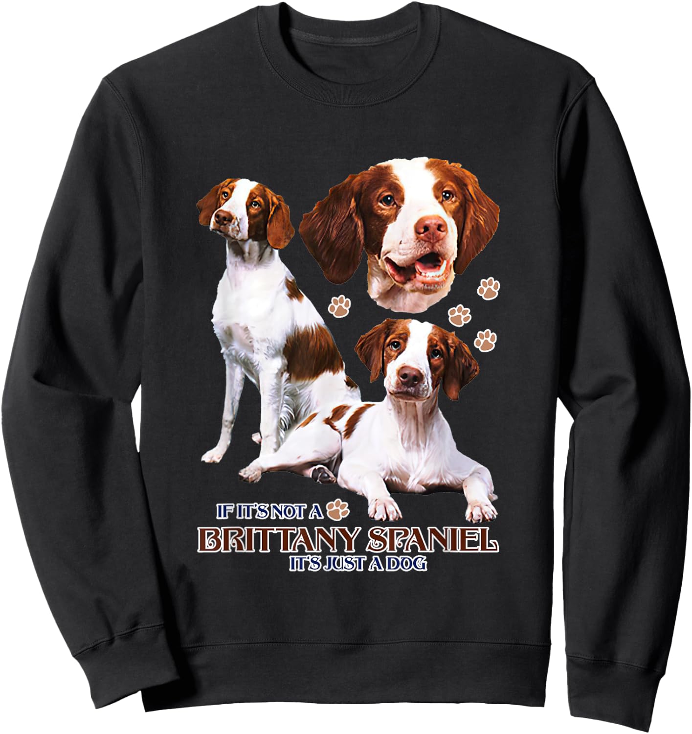 If It's Not A Brittany Spaniel It's Just A Dog Funny Dog Mom Women Sweatshirt - Sweatshirt | Black
