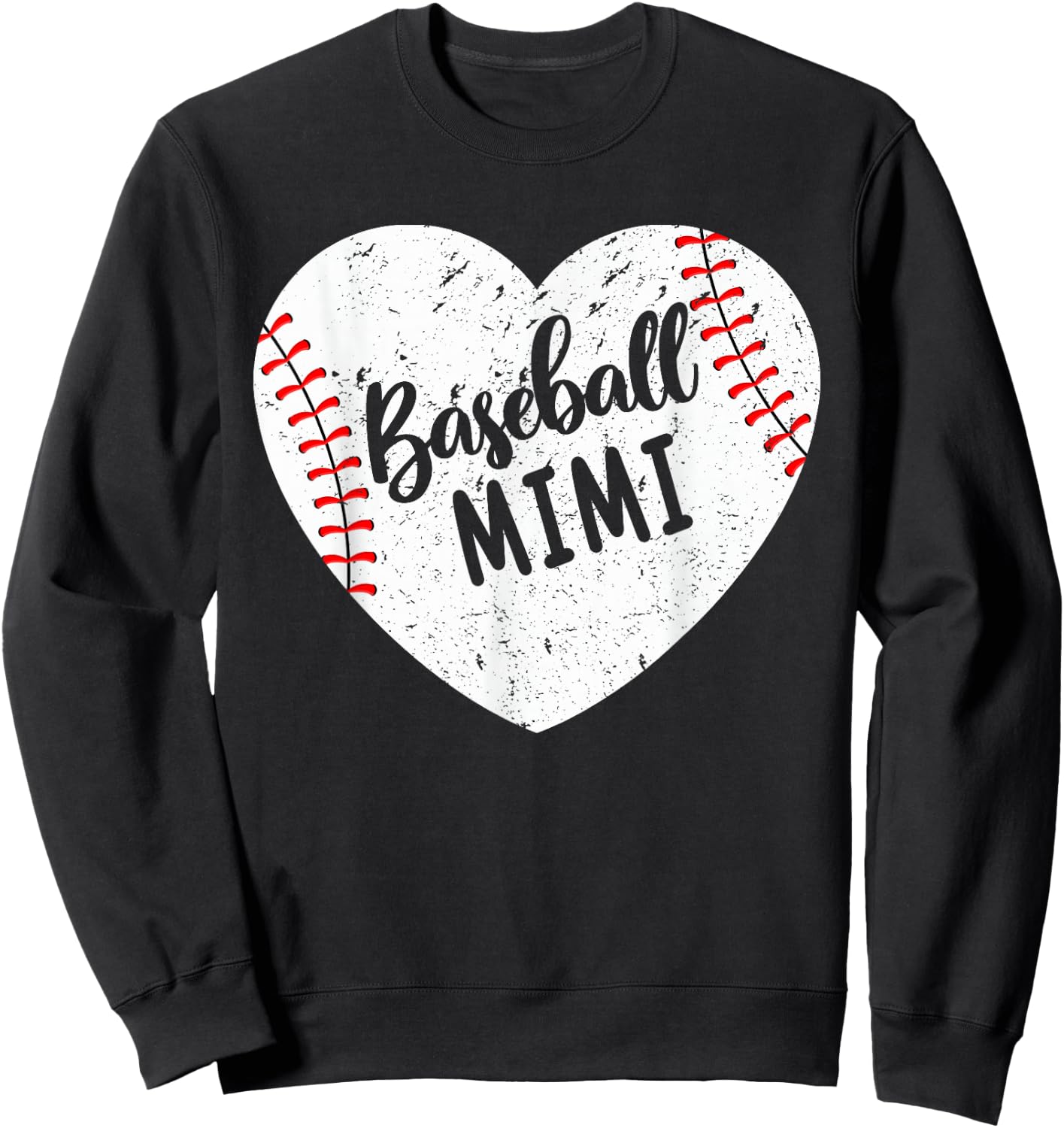 Baseball Mimi Retro Heart Baseball Grandma Mother's Day Sweatshirt - Sweatshirt | Black