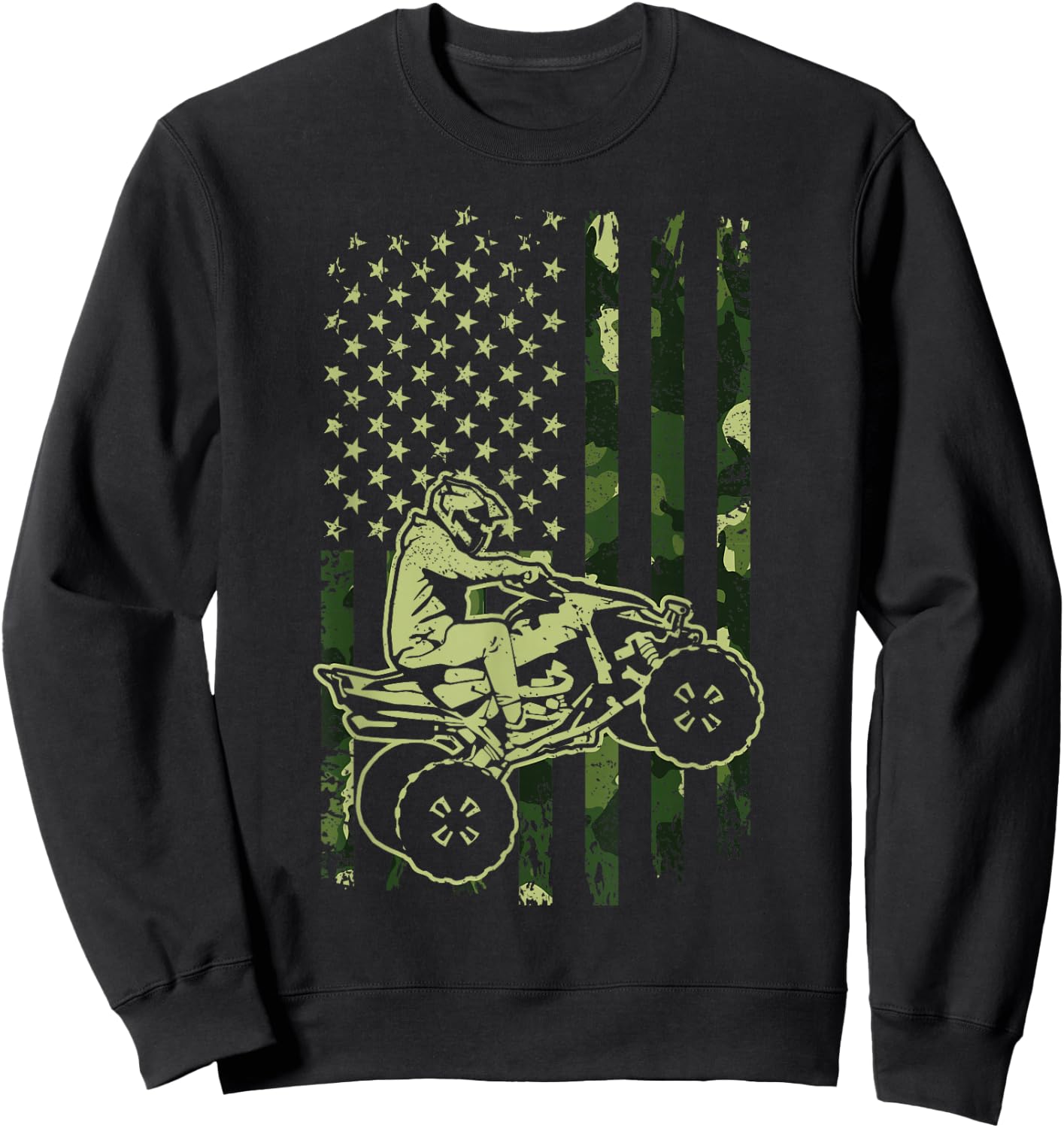 Camouflage American Flag Four Wheeler ATV Mudding Quad Bike Sweatshirt - Sweatshirt | Black