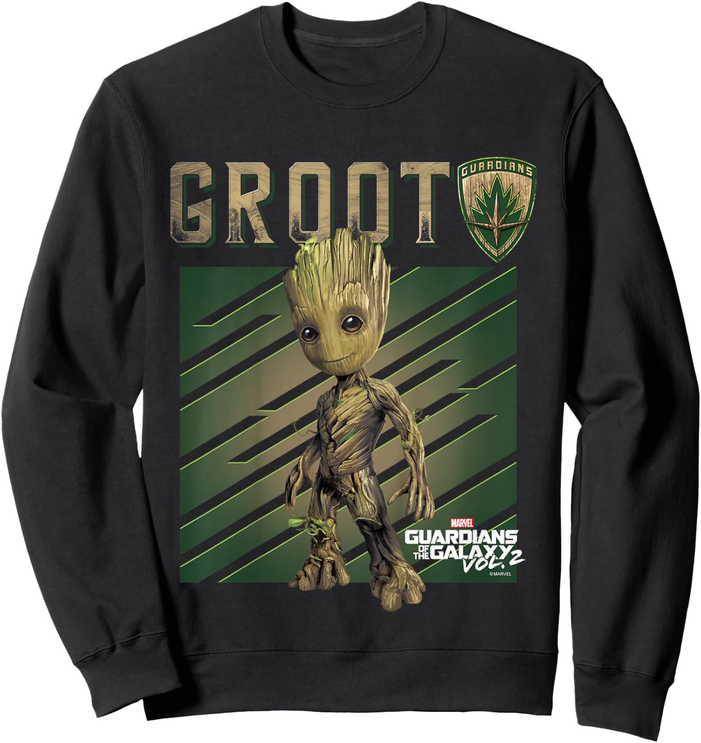 Kids Marvel Guardians Vol. 2 Baby Groot Shield Kids Sweatshirt - Sweatshirt | Black