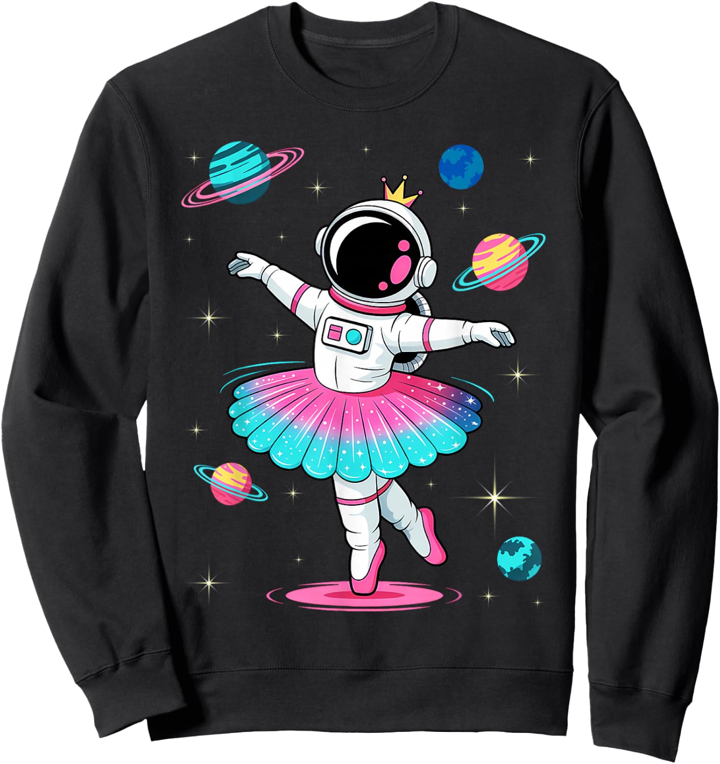 Ballerina Girl Space Astronaut Sweatshirt - Sweatshirt | Black