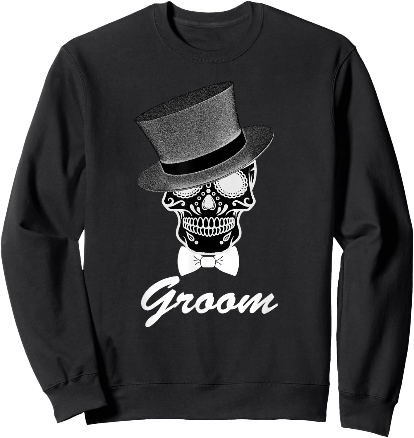Groom Halloween Wedding Day of Dead Sweatshirt - Sweatshirt | Black