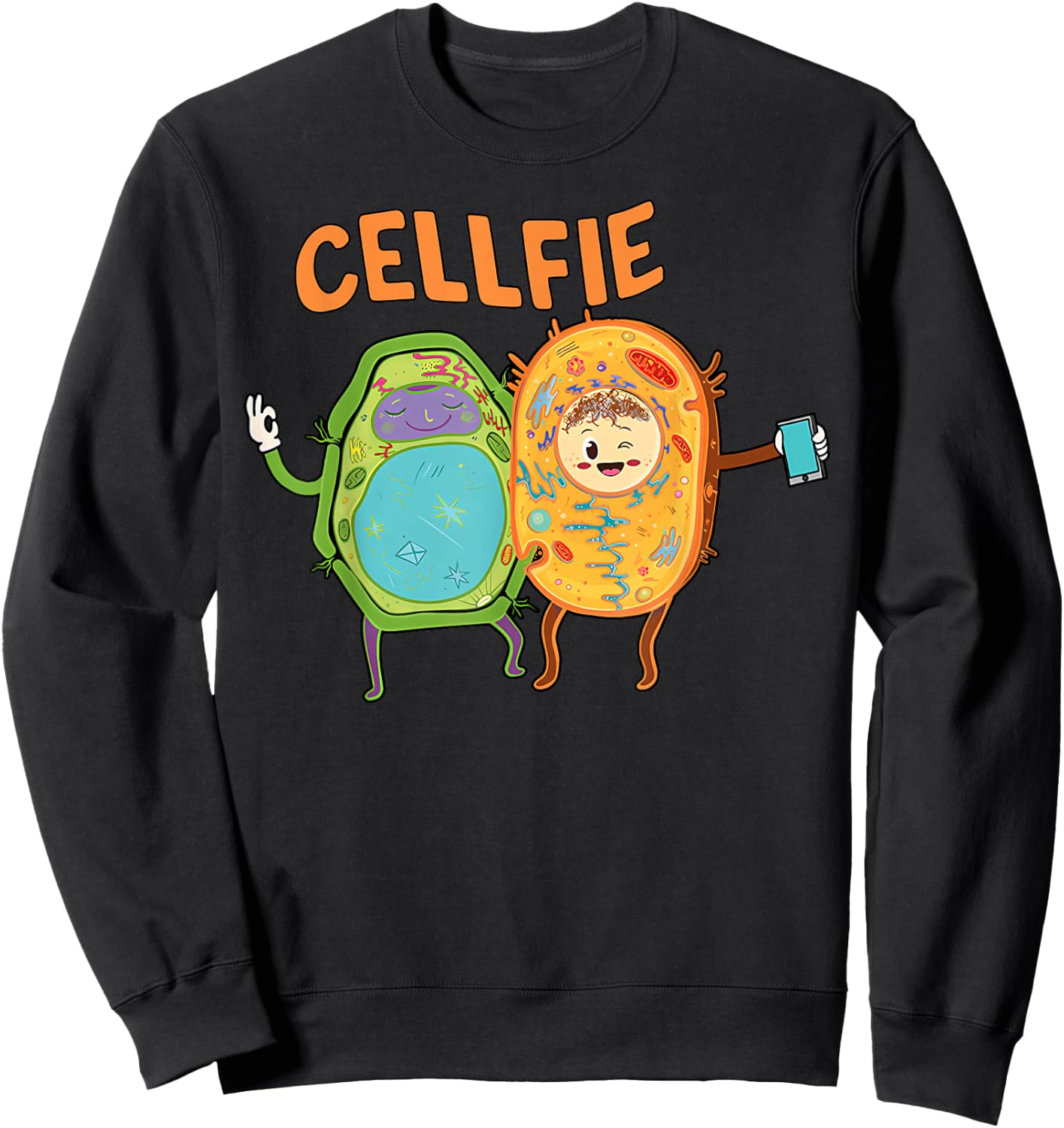 Funny Science Teacher Cellfie Biology Science Back To School Sweatshirt - Sweatshirt | Black