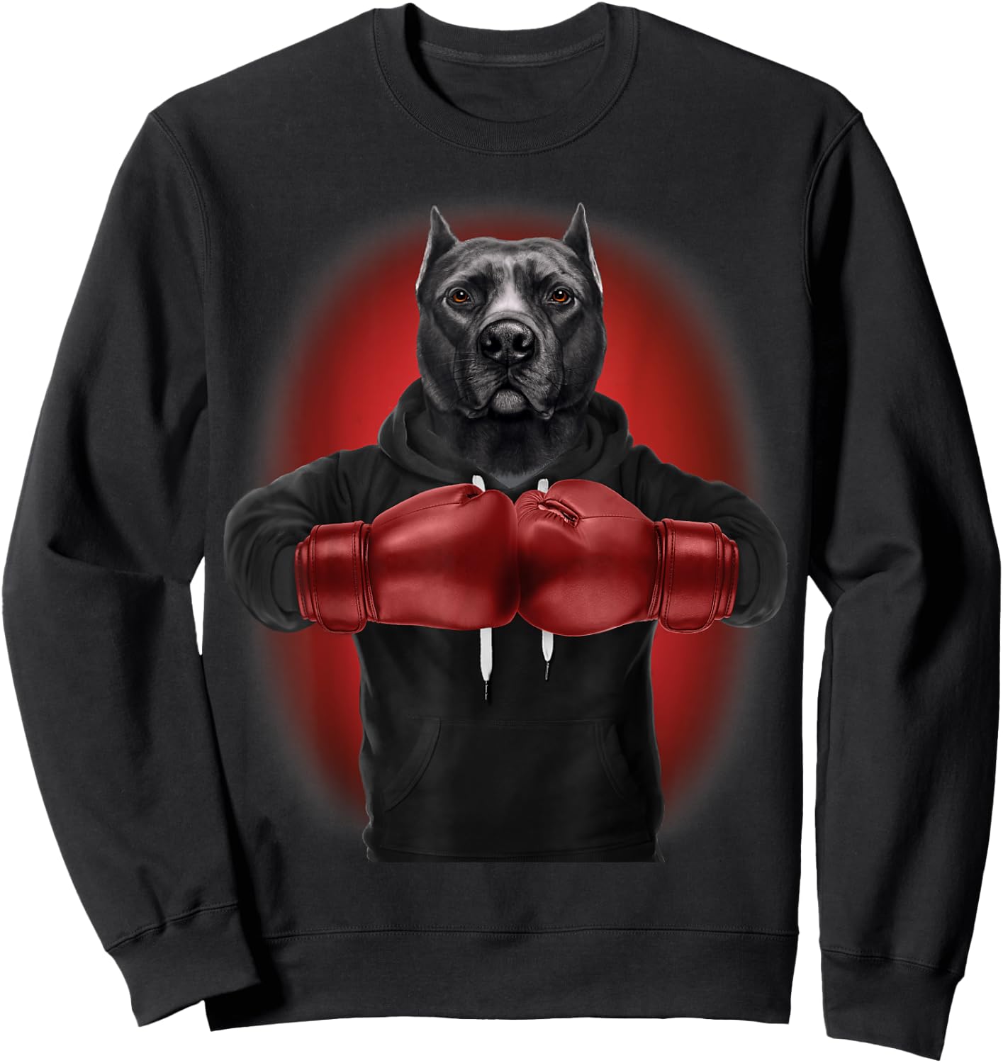 Boxing Black Pit Bull Dog, Martial Arts Warrior Sweatshirt - Sweatshirt | Black