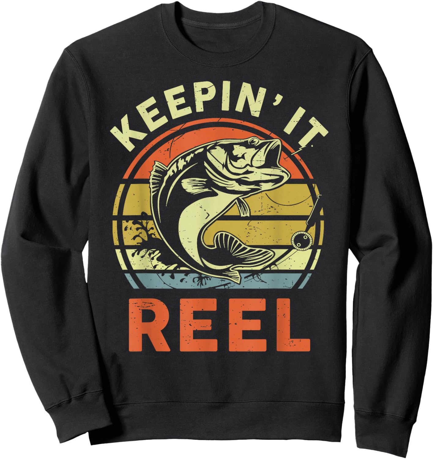 Bass Fishing-Shirt Keeping It Reel Cool Dad Gift Funny Papa Sweatshirt - Sweatshirt | Black