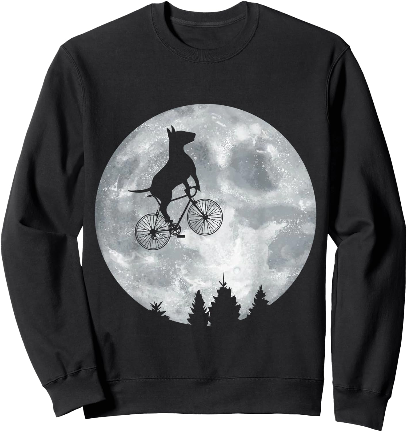 BULL TERRIER Riding Moon Bike Halloween Lunar Cycling Sweatshirt - Sweatshirt | Black