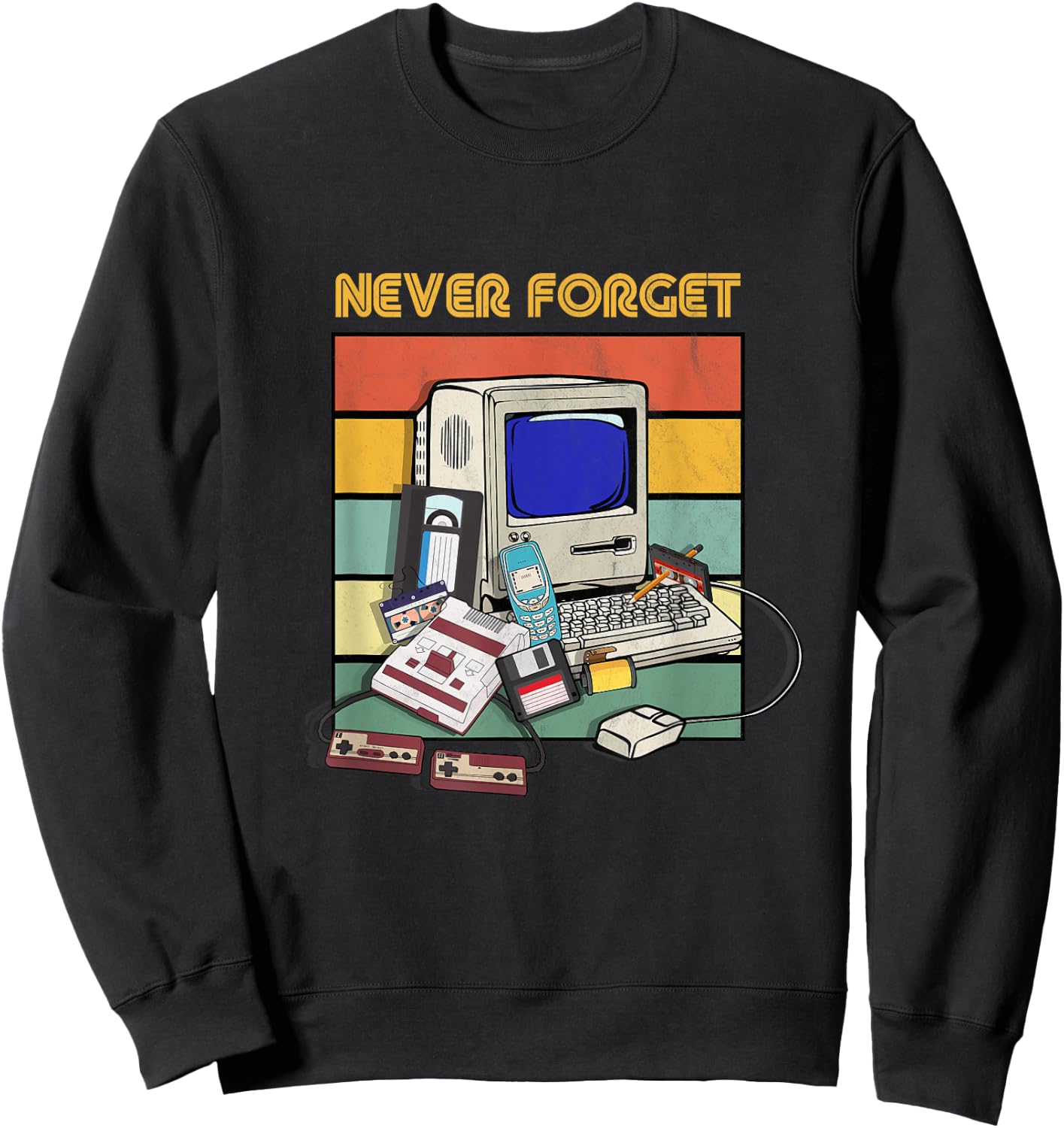 Never Forget Retro 1980s 90s Cassette Tape Music Lovers Sweatshirt - Sweatshirt | Black