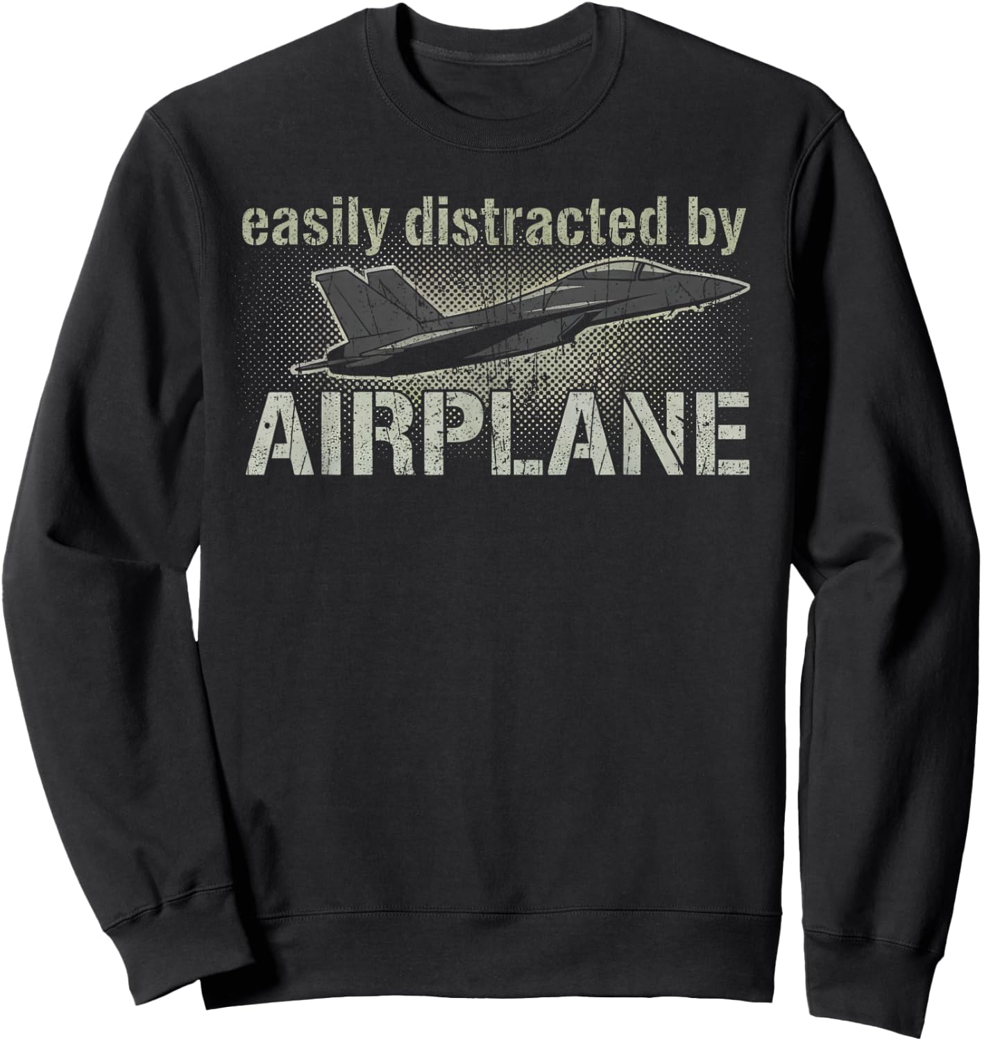 Easily Distracted by Airplanes Sweatshirt - Sweatshirt | Black