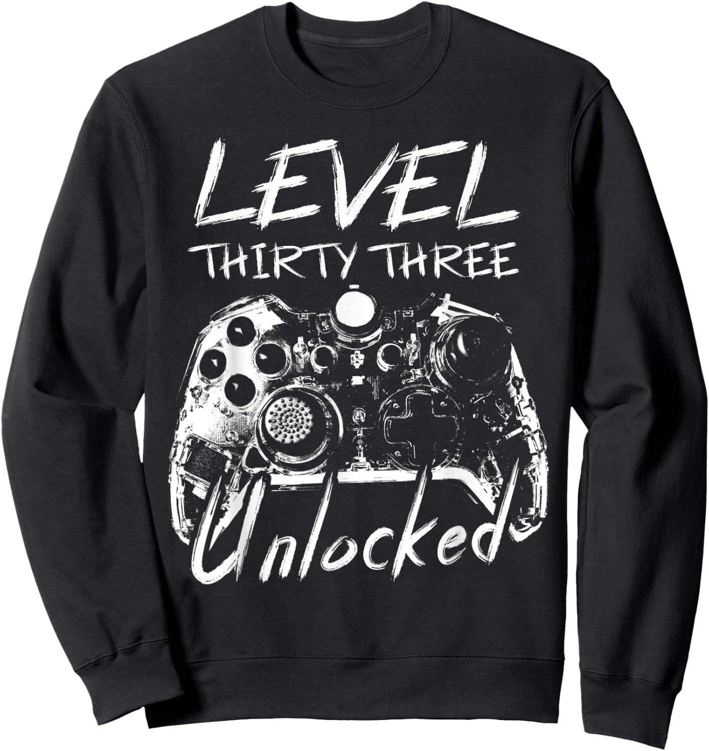 Level 33 Unlocked 33 Years Old Vintage Gamer 33rd Birthday Sweatshirt - Sweatshirt | Black