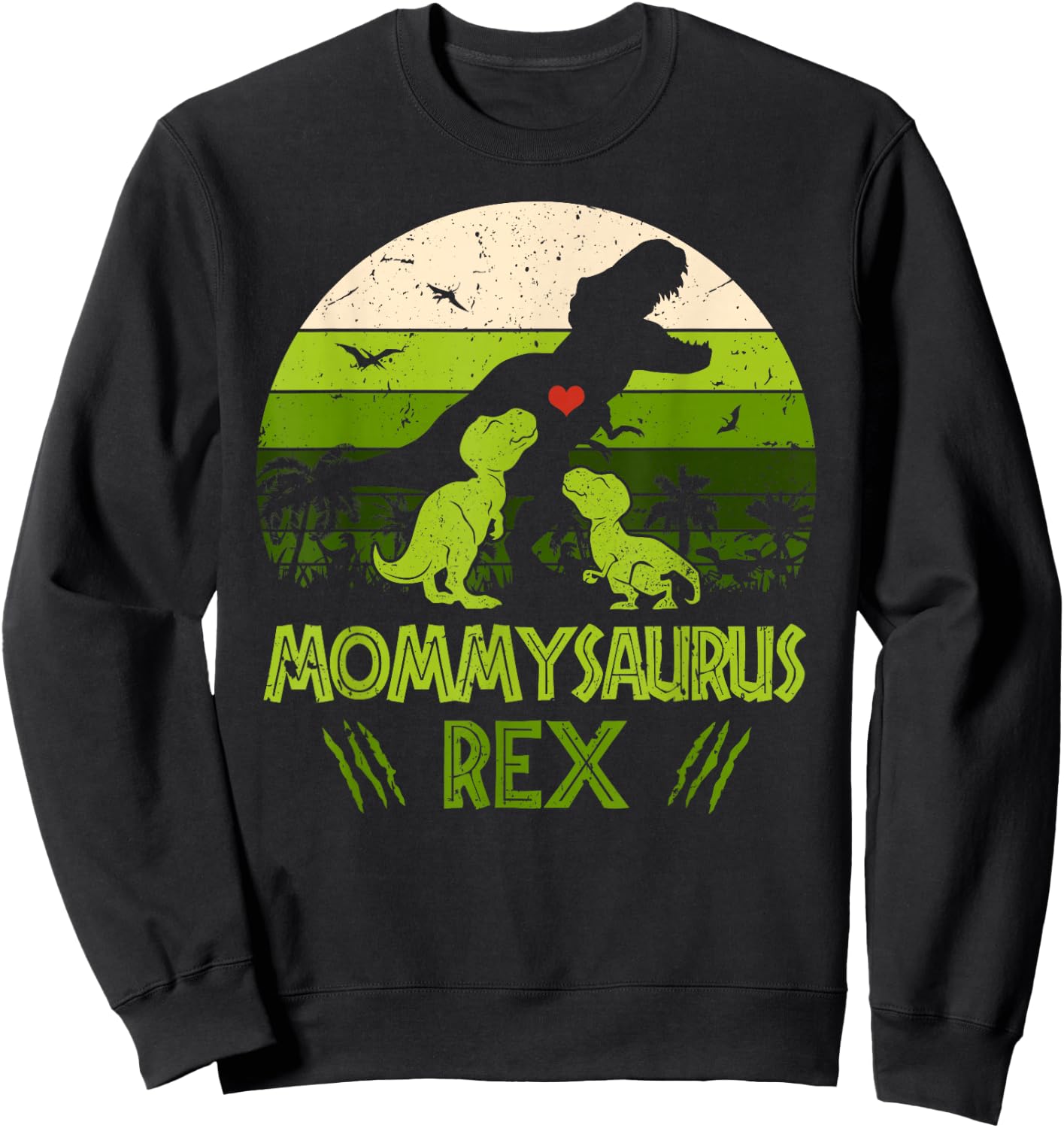 Vintage Retro 2 Kids Mommysaurus Dinosaur Lover Gift Sweatshirt - Sweatshirt | Black