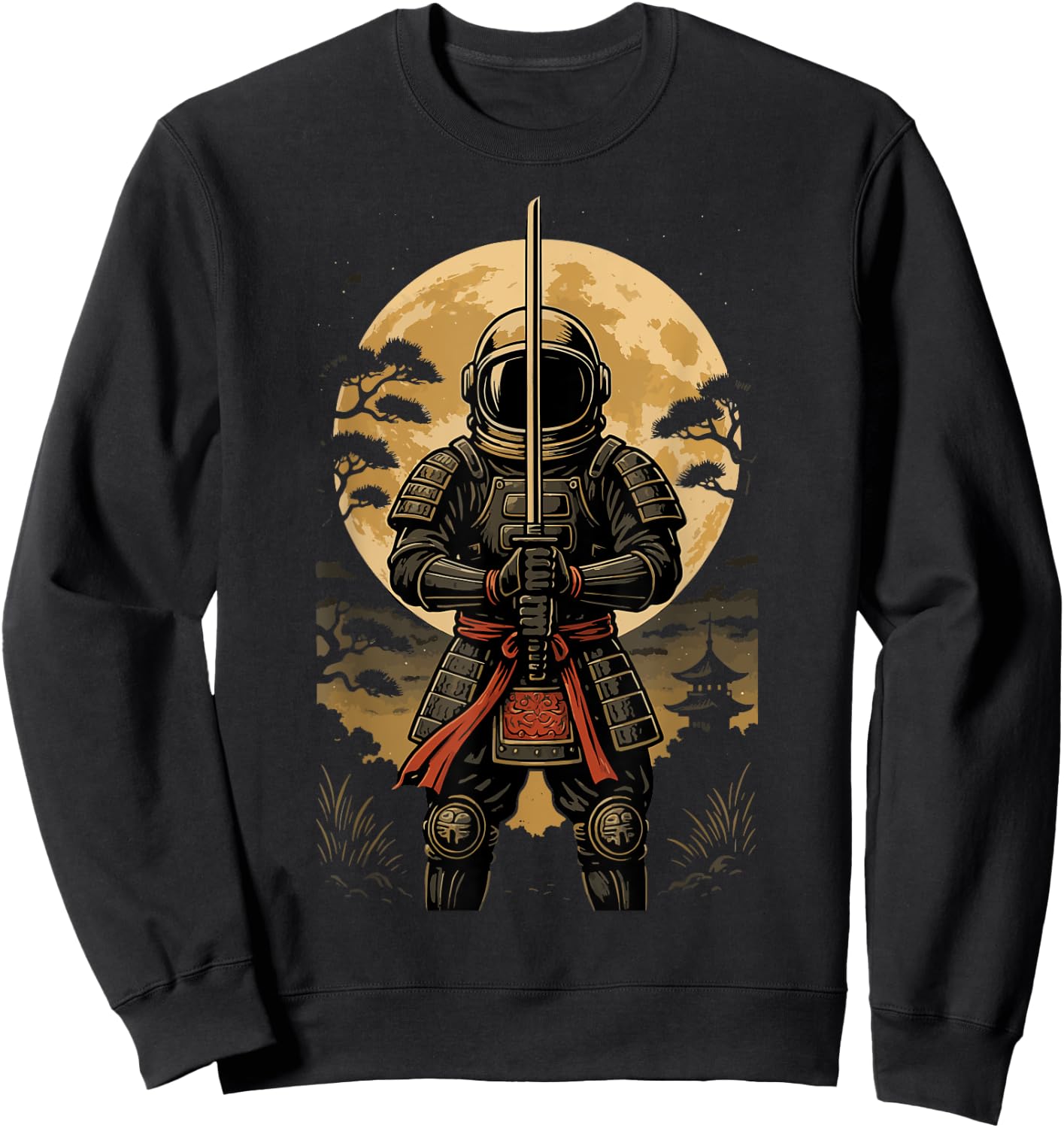 Astronaut Samurai Anime Japanese Sword Sweatshirt - Sweatshirt | Black