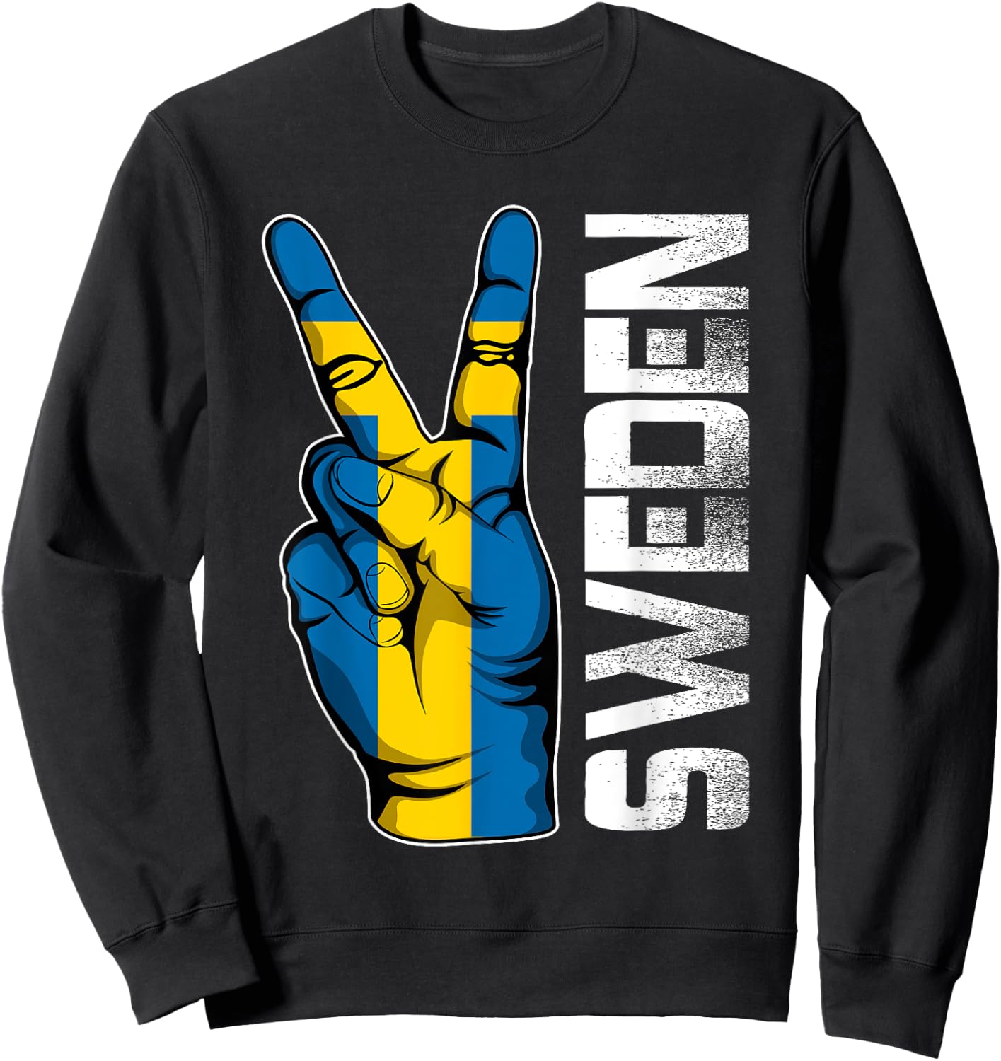 Retro Patriotic Victory Sweden Flag Fingers Kids Men Sweatshirt - Sweatshirt | Black