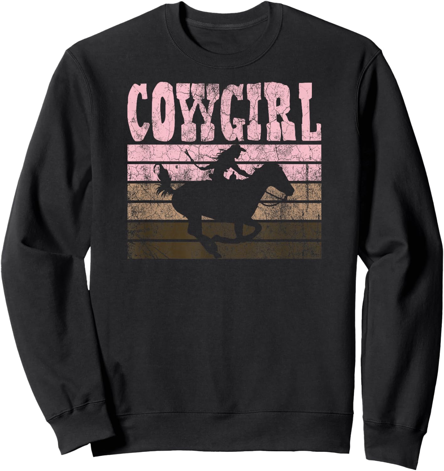 Cowgirl || Cow Girl Horse Equestrian Brown Cowgirl Sweatshirt - Sweatshirt | Black