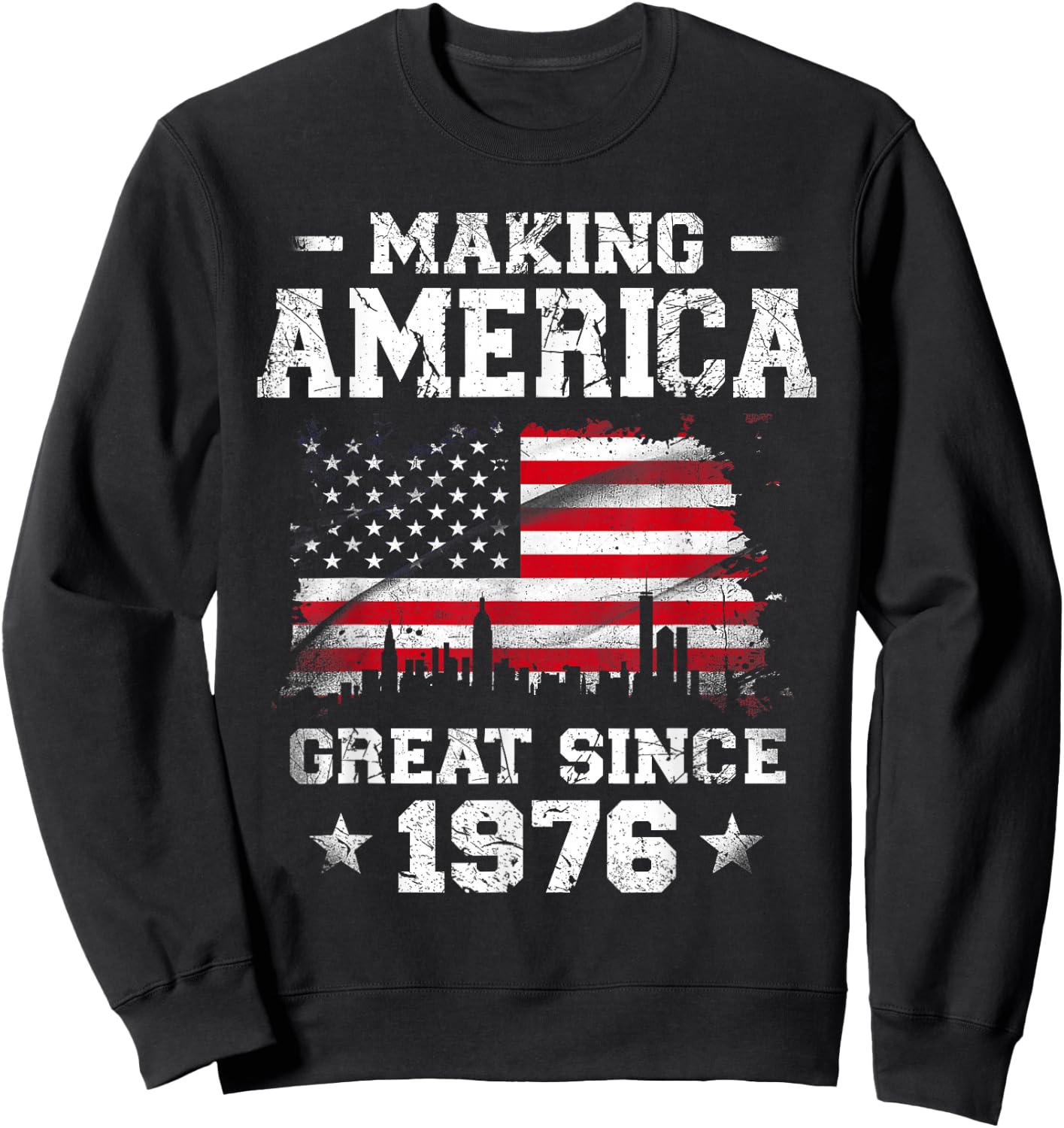 Born In 1976 American Flag Making America Great Since 1976 Kids Men Sweatshirt - Sweatshirt | Black