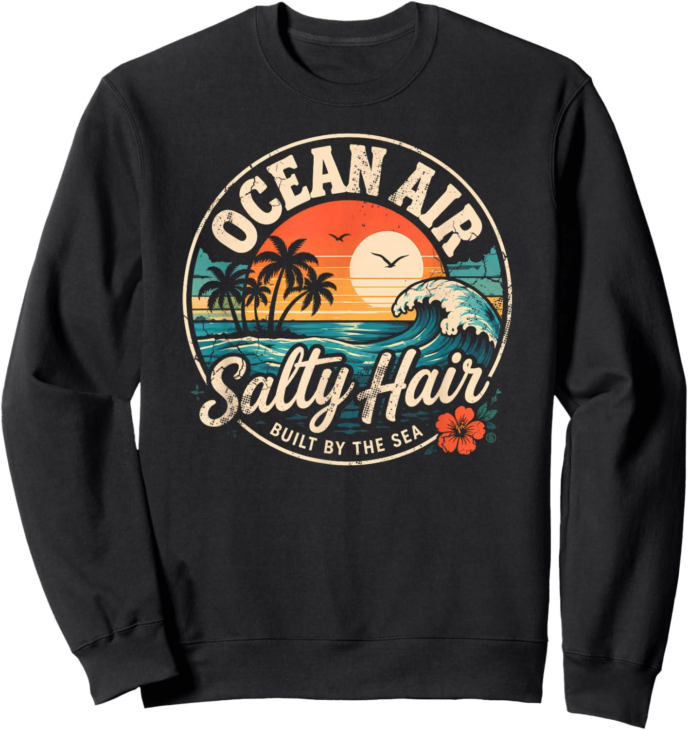 Ocean Air Salty Hair Beach Club Retro Coastal Sunset Sweatshirt - Sweatshirt | Black