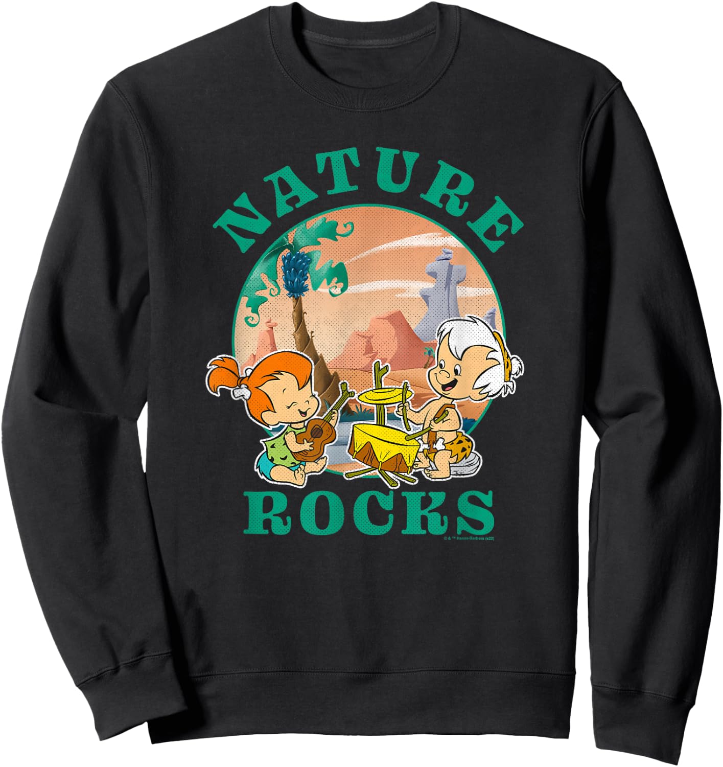 The Flintstones Pebbles & Bamm Bamm Nature Rocks Sweatshirt - Sweatshirt | Black