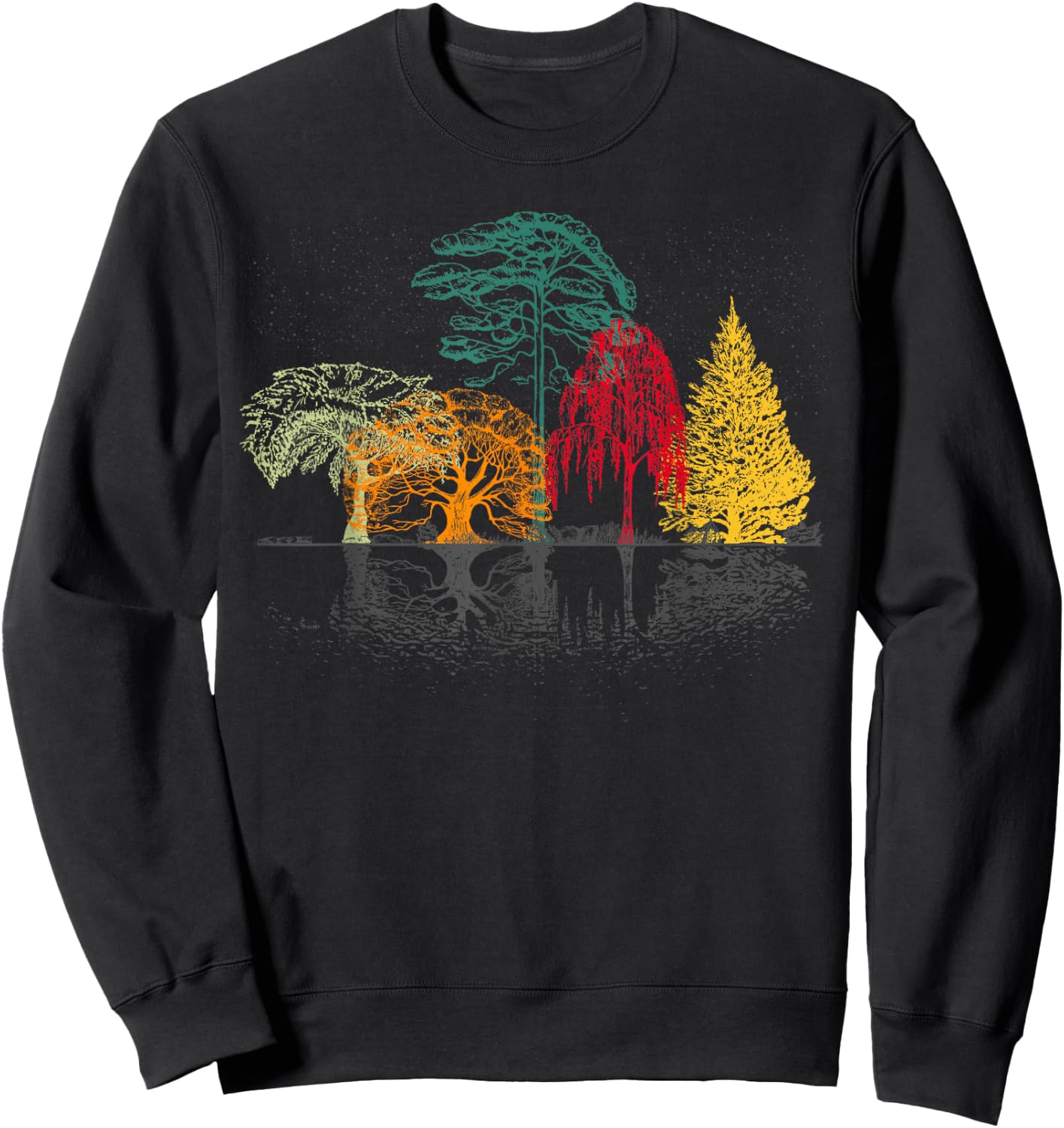 Fall Wildlife Outdoor Trees Reflection Forest Nature Sweatshirt - Sweatshirt | Black