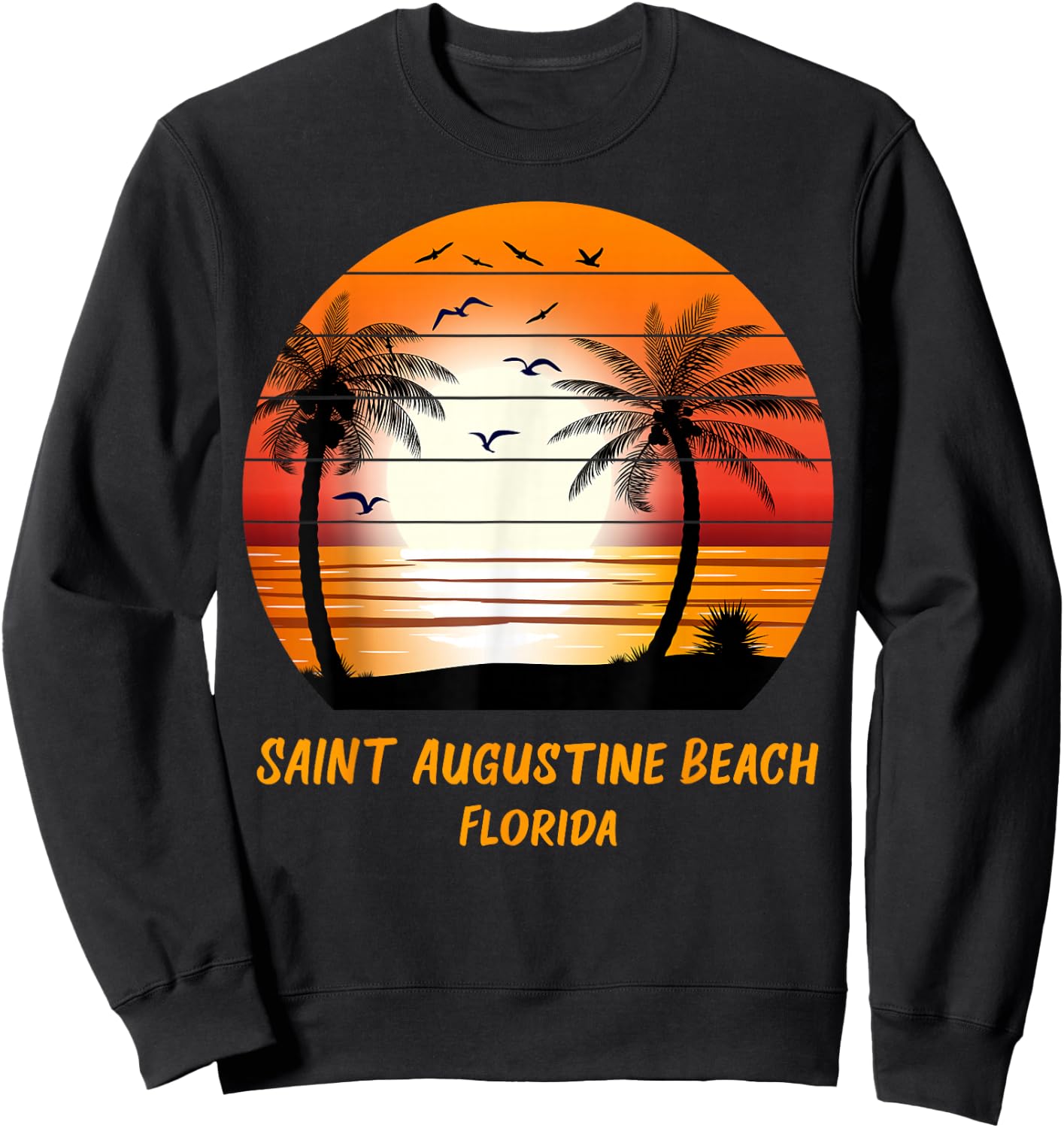 Saint Augustine Beach Florida Vintage Sunset Retro Summer Sweatshirt - Sweatshirt | Black