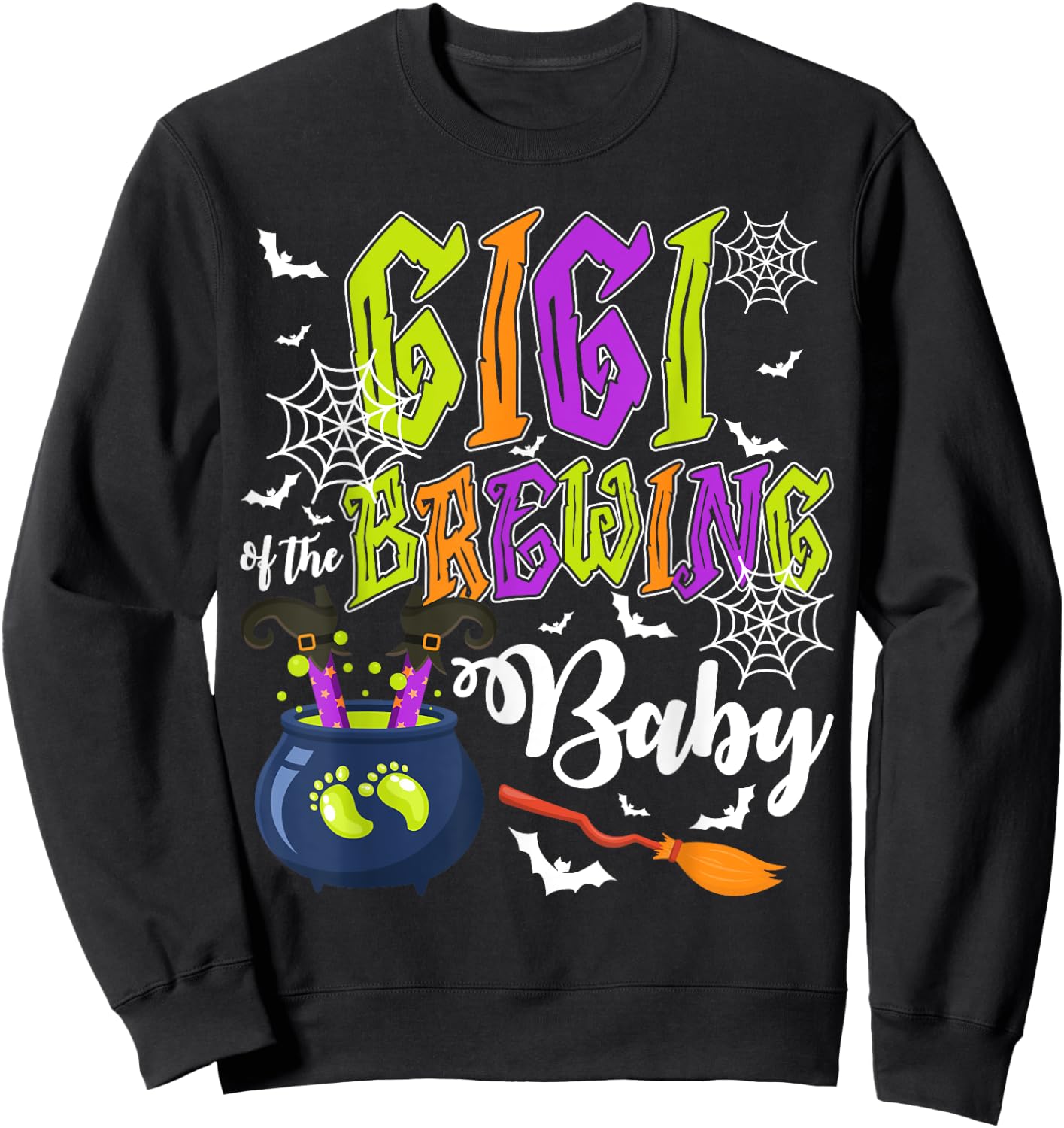 Gigi of Brewing Baby Matching Family Halloween Baby Shower Sweatshirt - Sweatshirt | Black
