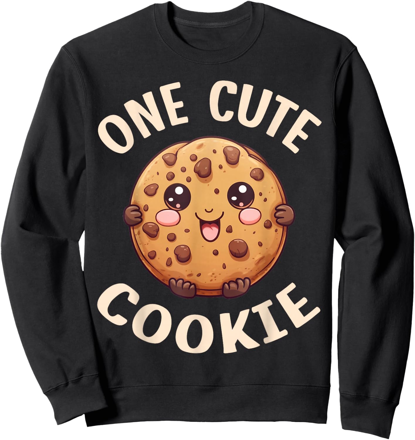 One Cute Cookie Chocolate Chip Kawaii Cookies Sweatshirt - Sweatshirt | Black