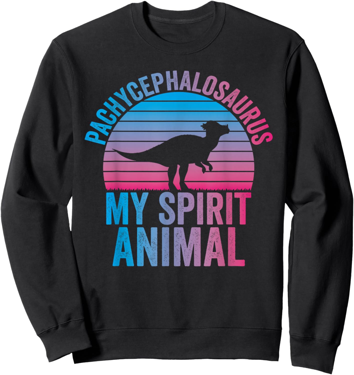 Pachycephalosaurus Spirit Animal Dinosaur Vaporwave Gift Sweatshirt - Sweatshirt | Black