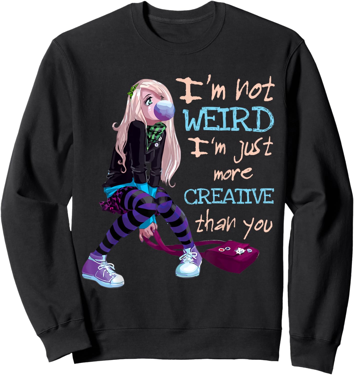 Kawaii Anime Girl Kawaii Clothes Anime Clothing Not Weird Small Sweatshirt - Sweatshirt | Black