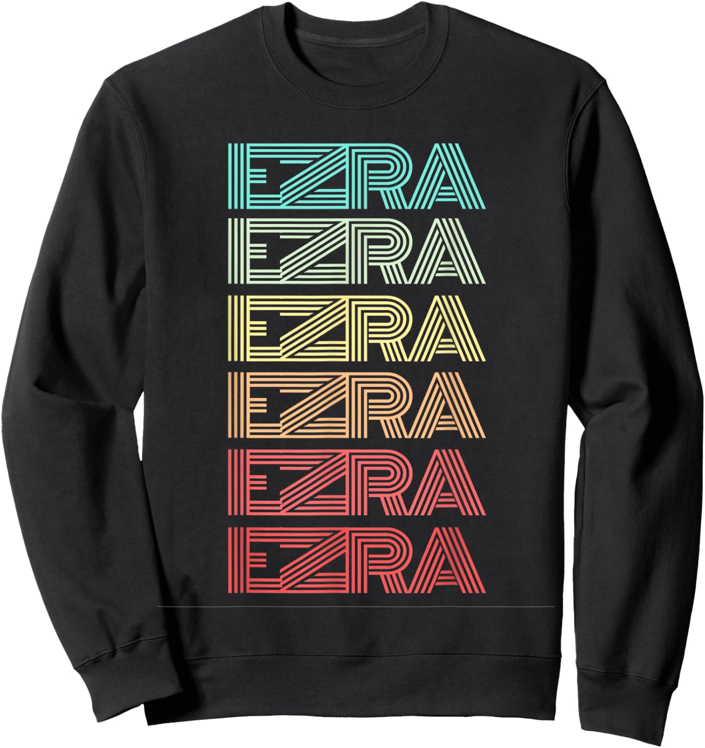 First Name EZRA Boy Retro Personalized Birthday Father Son Sweatshirt - Sweatshirt | Black
