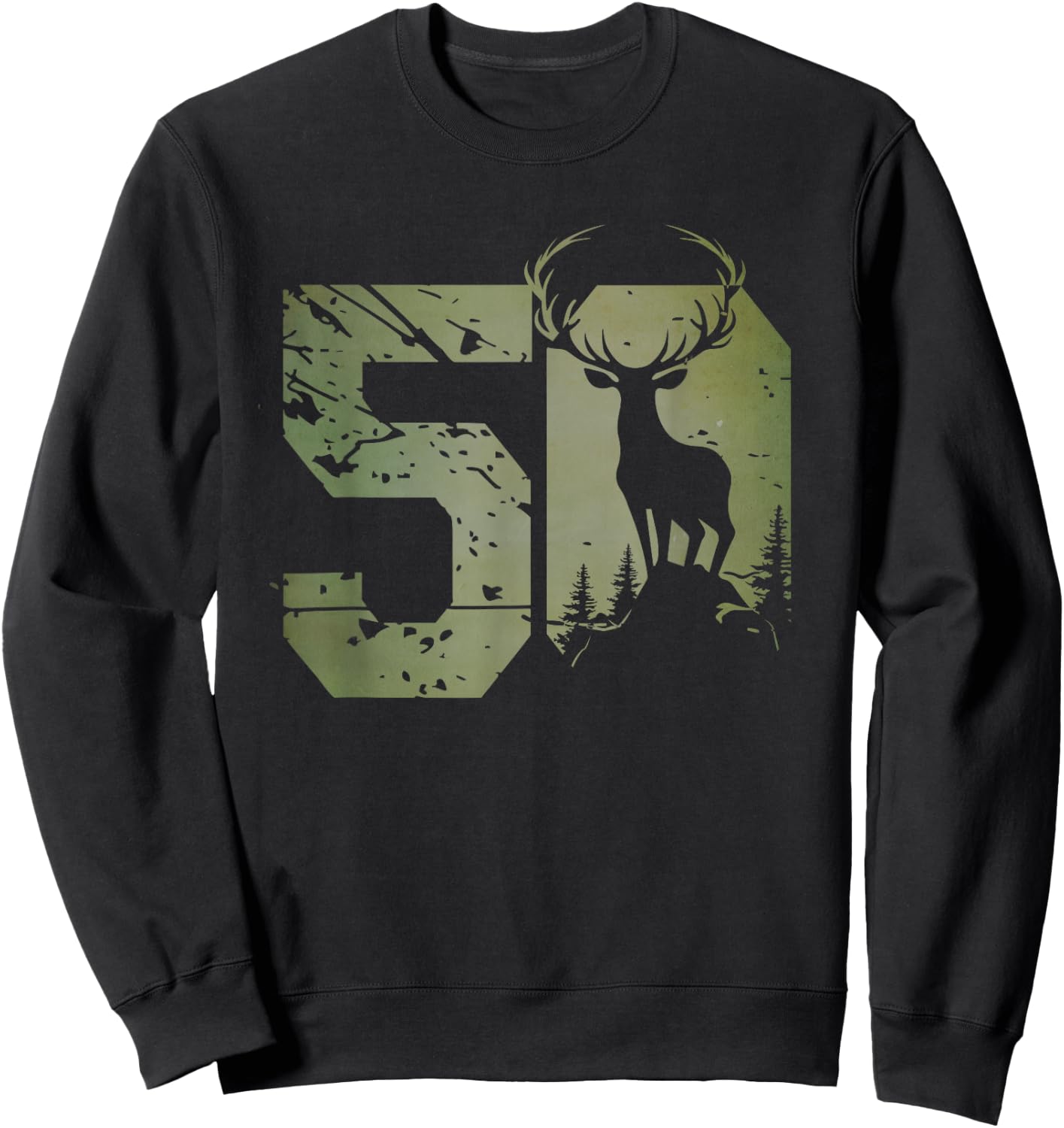 Stag Figurine for Hunter 50s Birthday or Anniversary Sweatshirt - Sweatshirt | Black
