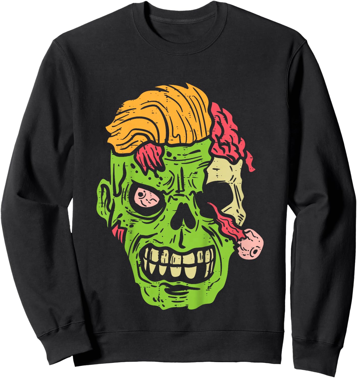 Kids Zombie Face Scary Spooky Creepy Halloween Boys Youth Teen Sweatshirt - Sweatshirt | Black