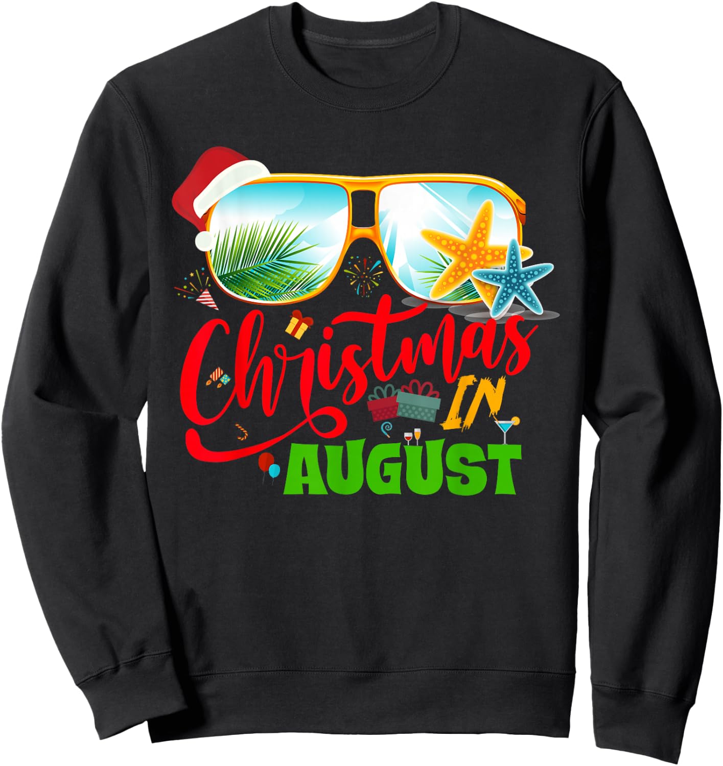 Funny Christmas in August gift Summer Reindeer Float Xmas Sweatshirt - Sweatshirt | Black